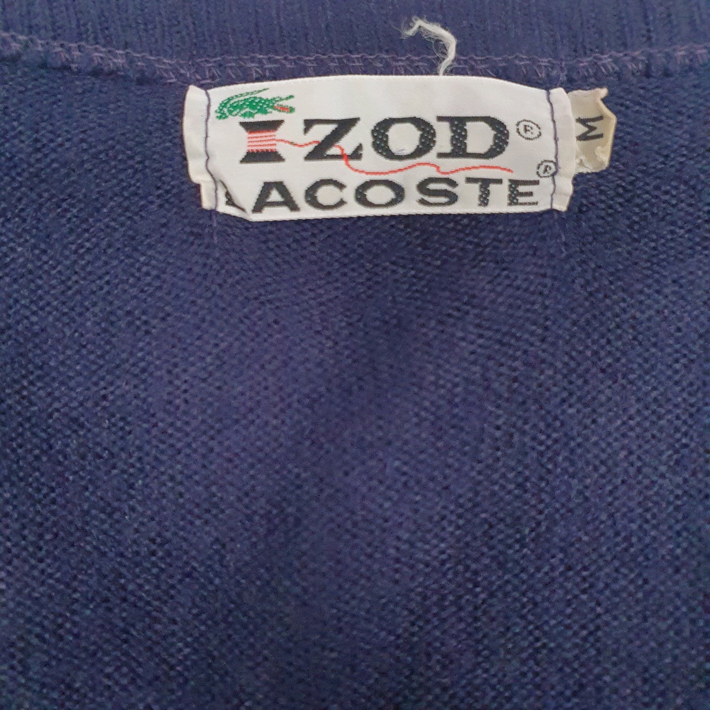 Mens Navy Izod Lacoste Vintage 80s Vest Jumper