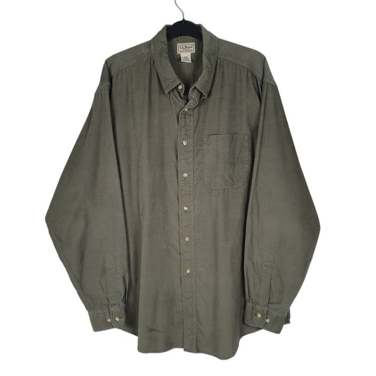 Mens Green L.L.Bean Corduroy Long Sleeve Shirt
