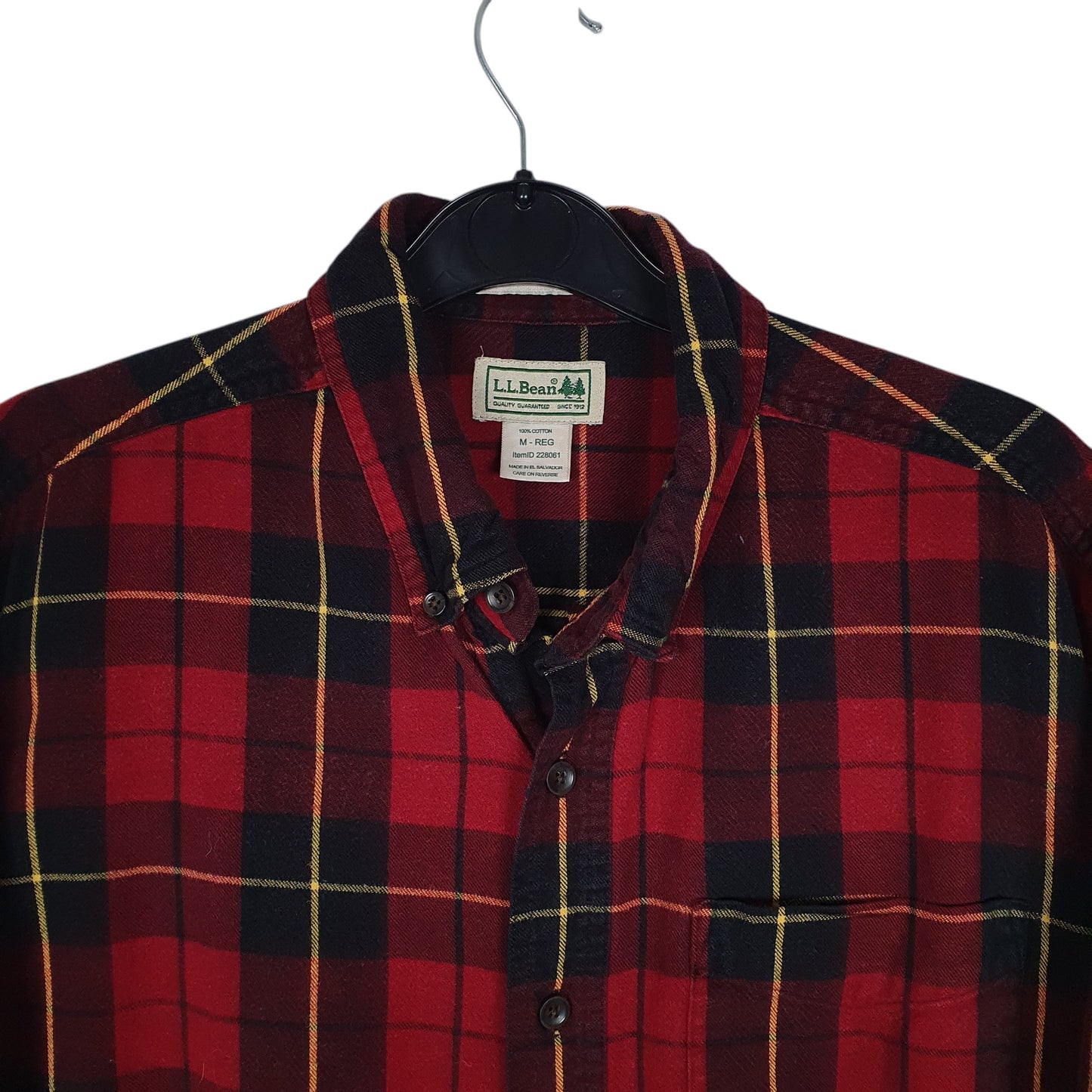 Mens Red L.L.Bean Thick Plaid Flannel  Shirt