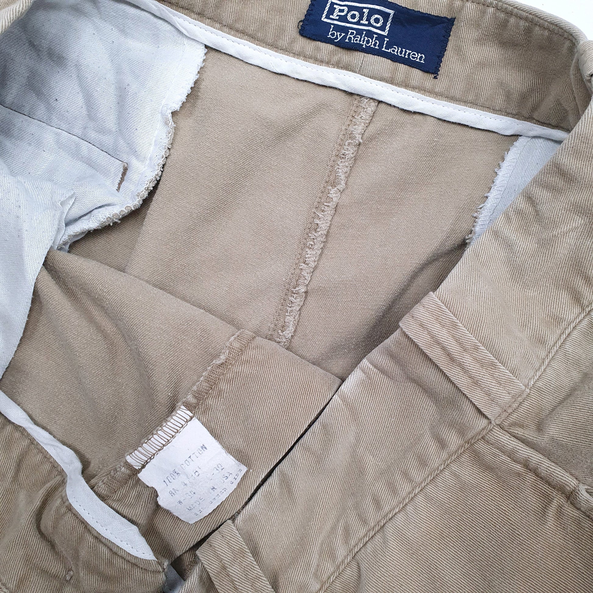 Mens Beige Polo Ralph Lauren Vintage 80s Made In USA  Trousers