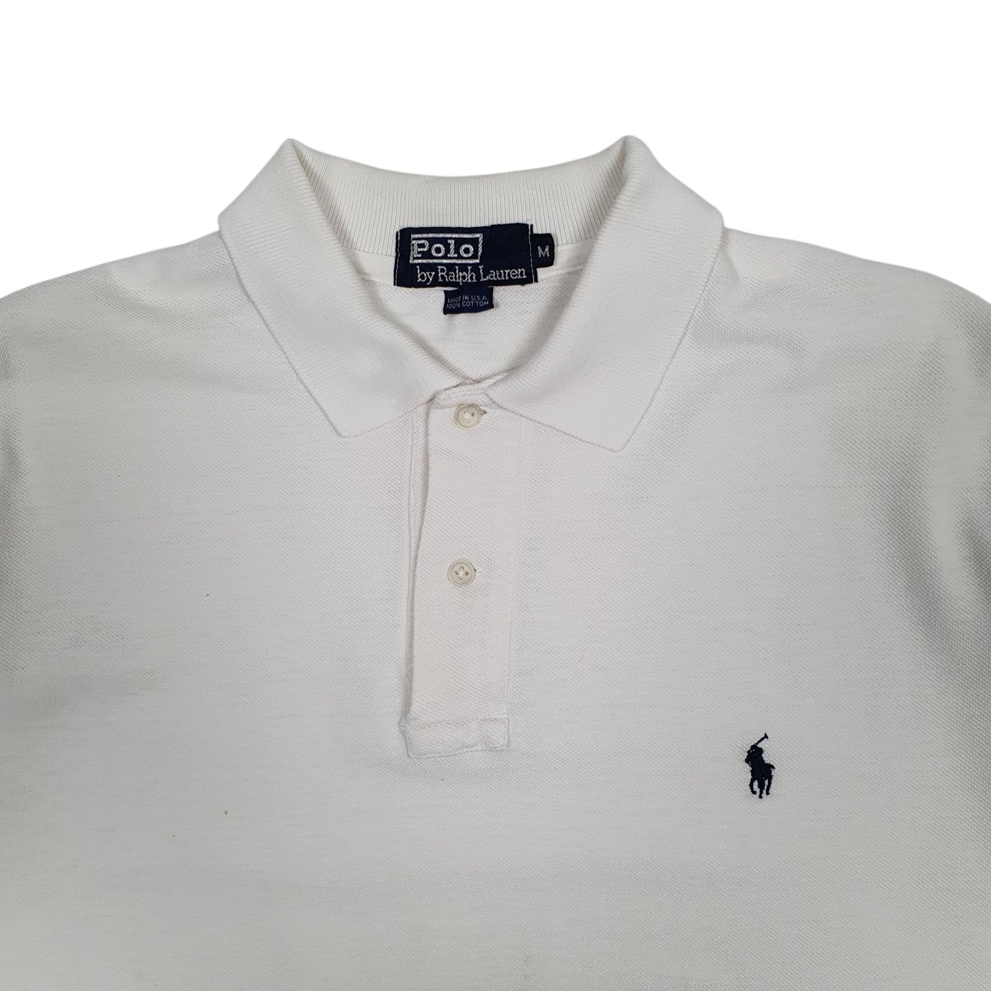Mens White Polo Ralph Lauren Vintage 90s Made In USA  Polo Shirt