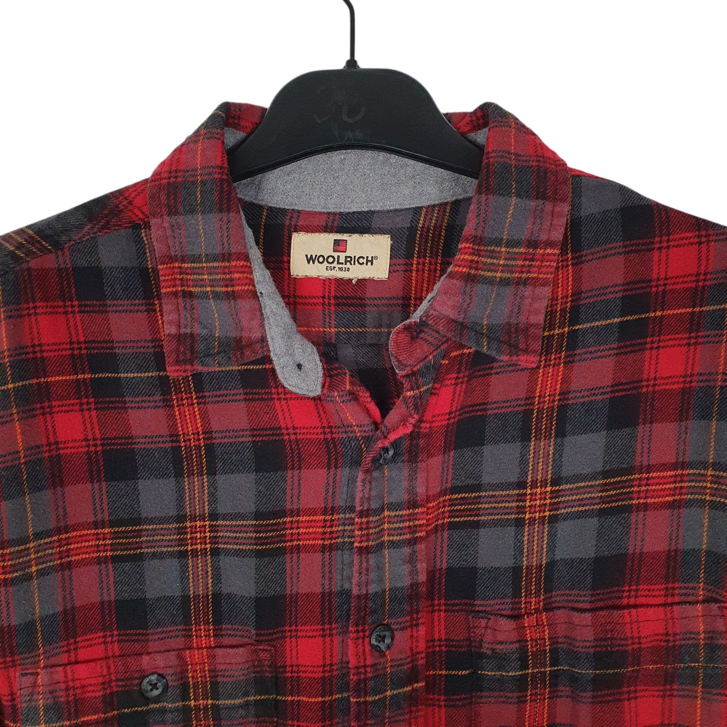 Mens Red Woolrich Thick Flannel Plaid  Shirt