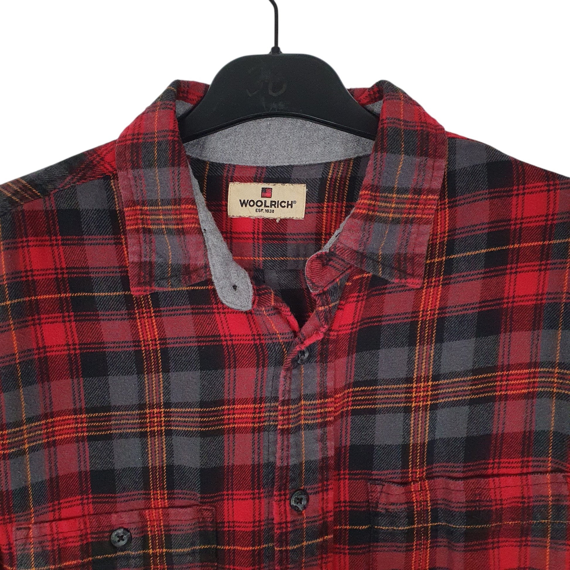 Mens Red Woolrich Thick Flannel Plaid  Shirt