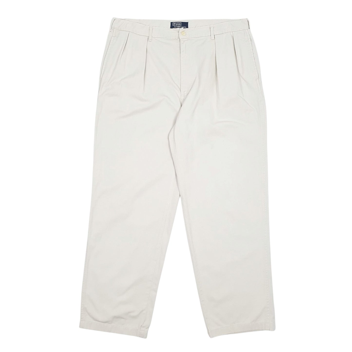Mens Grey Polo Ralph Lauren Pleated Vintage 90s Chino Trousers