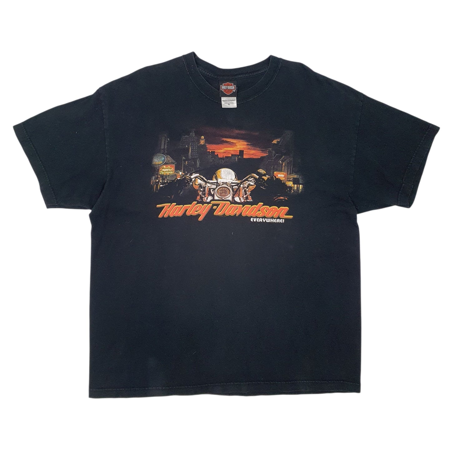 Mens Black Harley Davidson Vintage 90s Made In USA Spellout Short Sleeve T Shirt