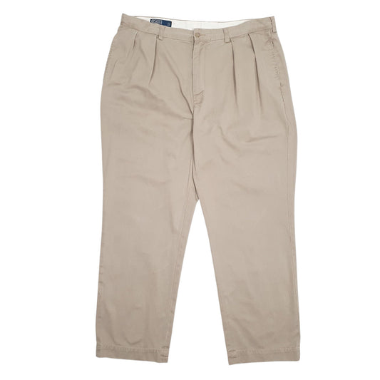 Mens Brown Polo Ralph Lauren Andrew Pant Vintage 90s Pleated Chino Trousers