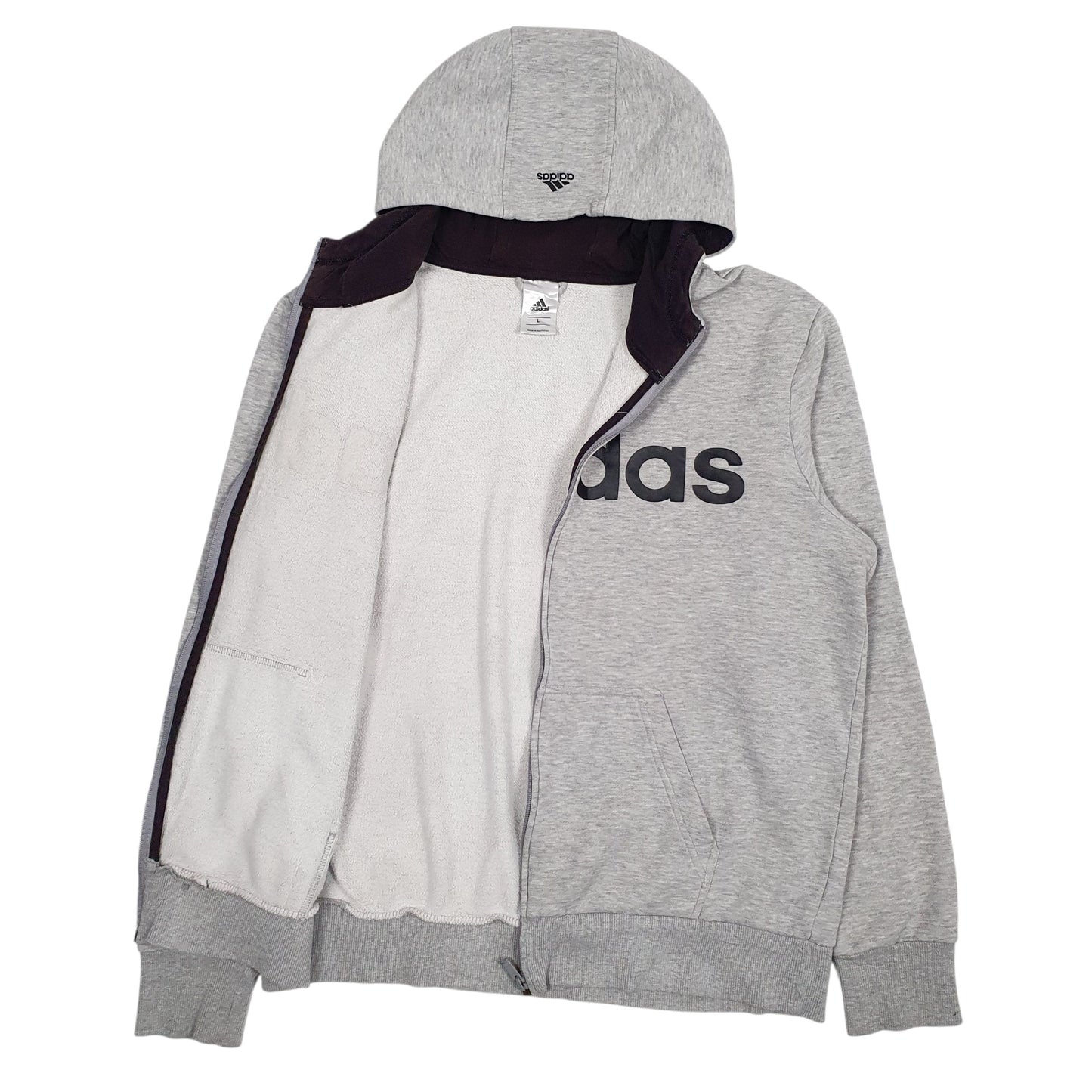 Mens Grey Adidas Climalite Spellout Full Zip Jumper