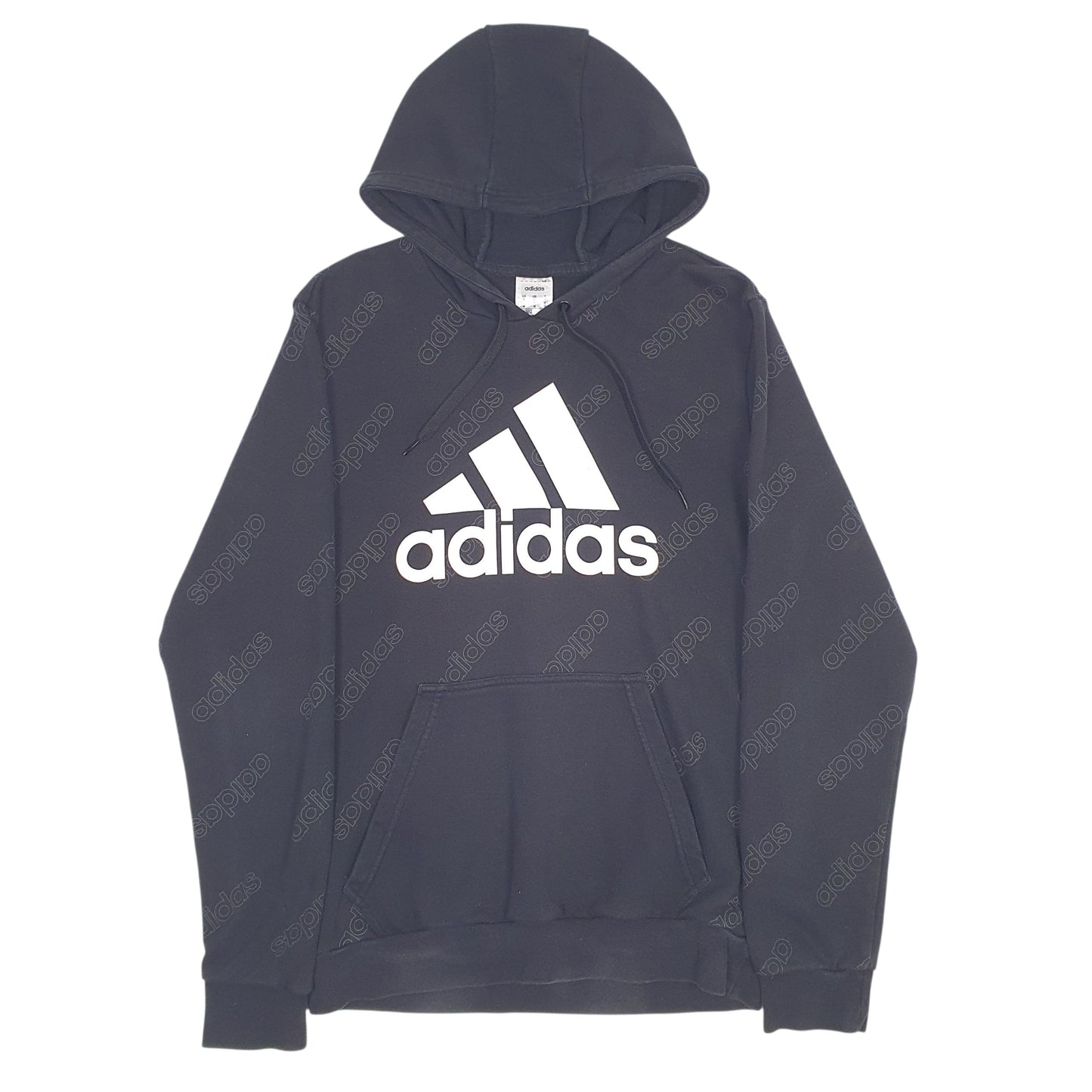 Mens Black Adidas Spellout Hoodie Jumper
