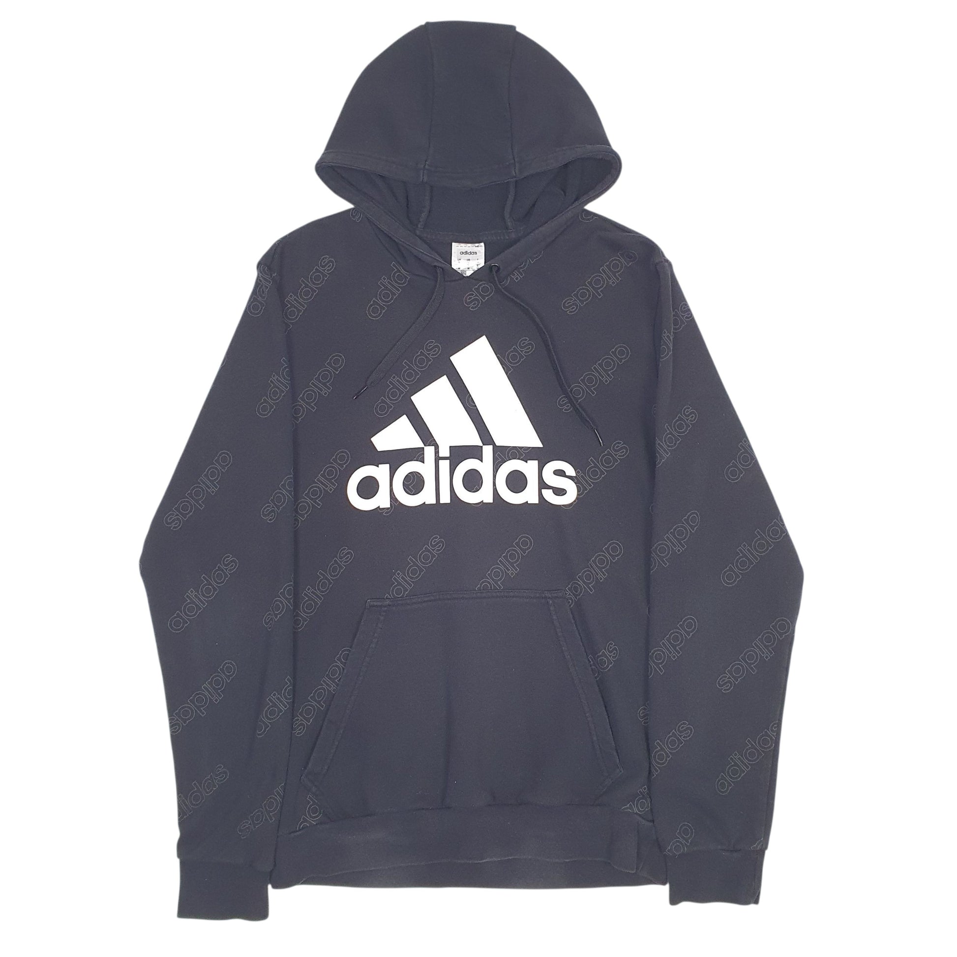 Mens Black Adidas Spellout Hoodie Jumper