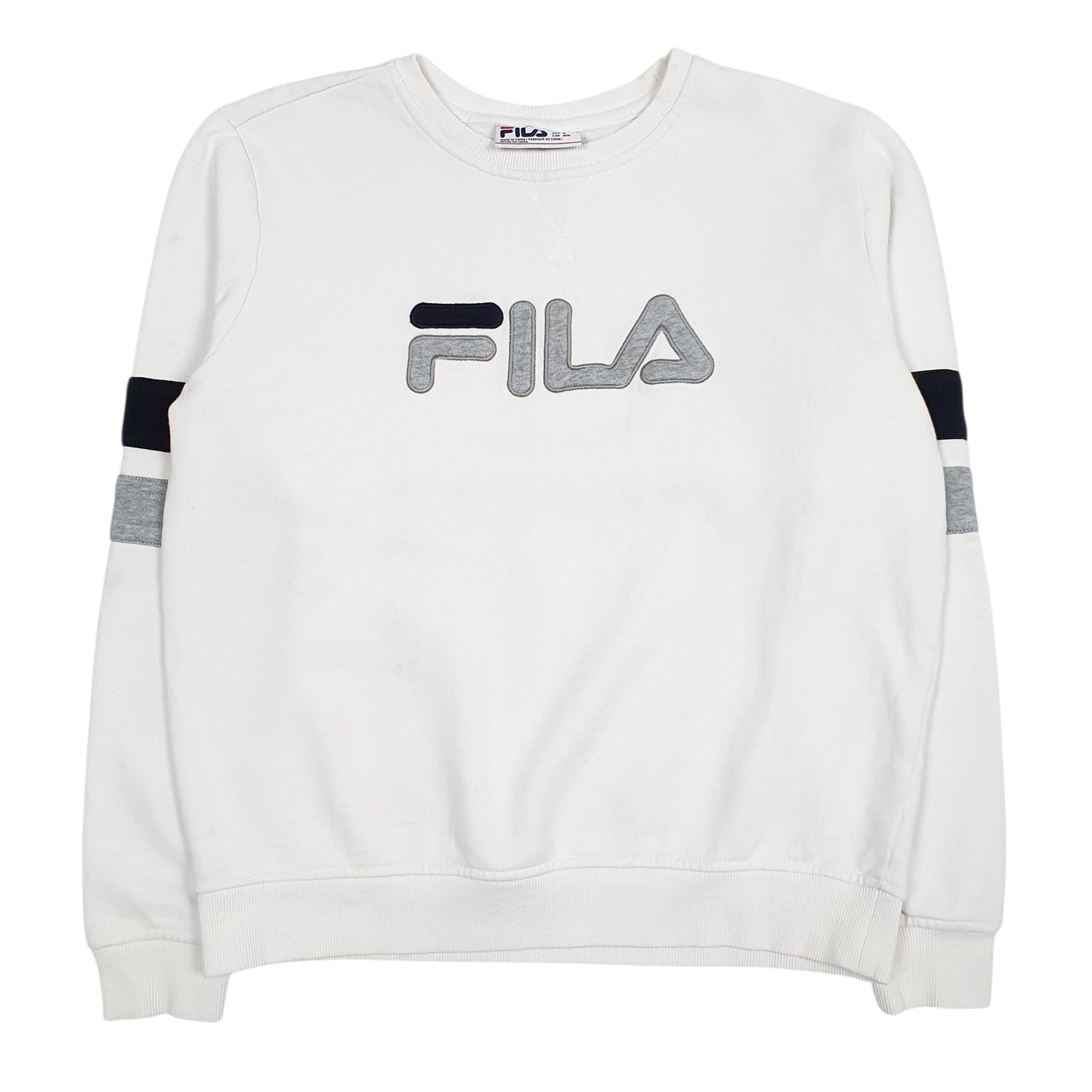 Womens White Fila Spellout Crewneck Jumper