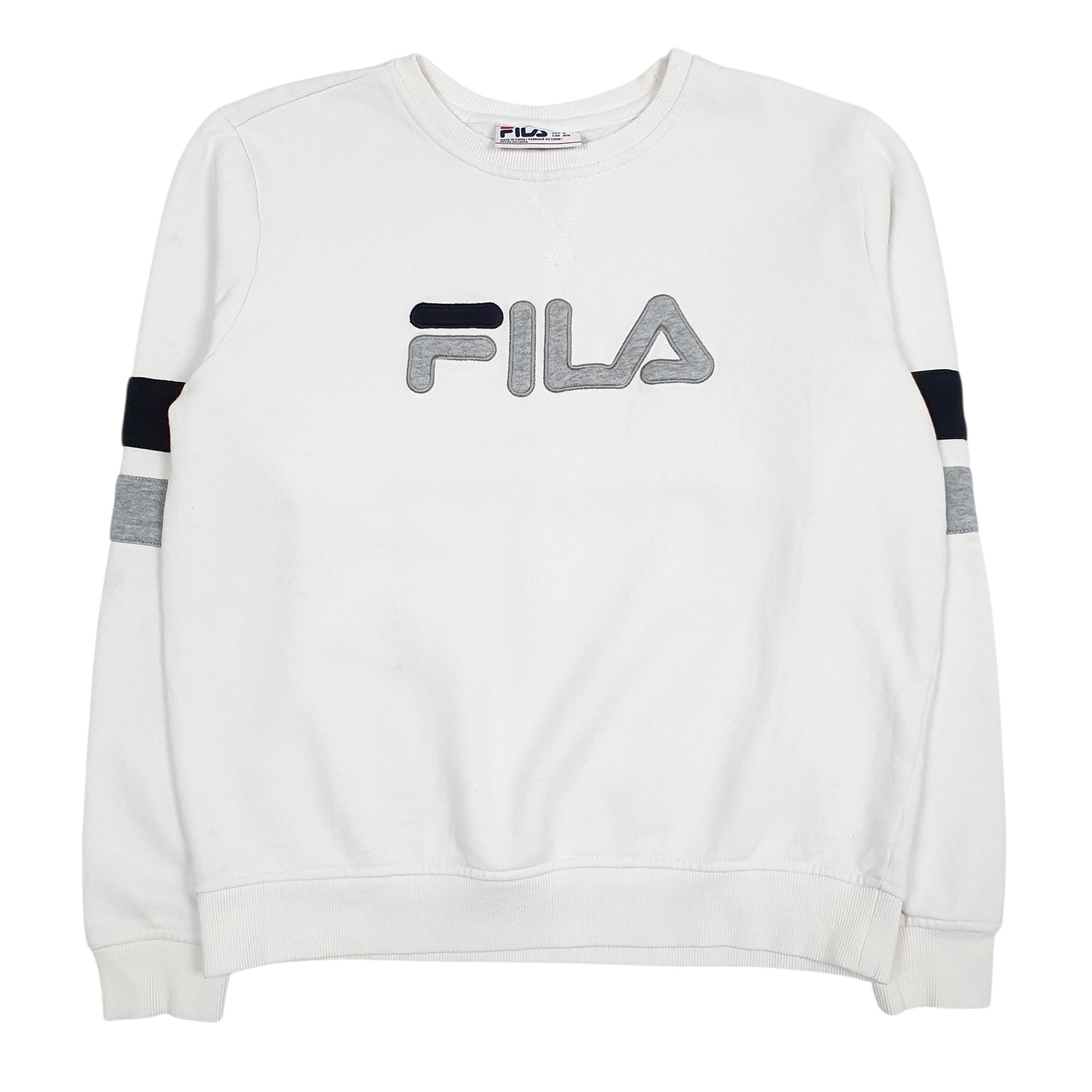 Womens White Fila Spellout Crewneck Jumper