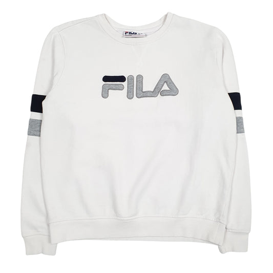 Womens White Fila Spellout Crewneck Jumper