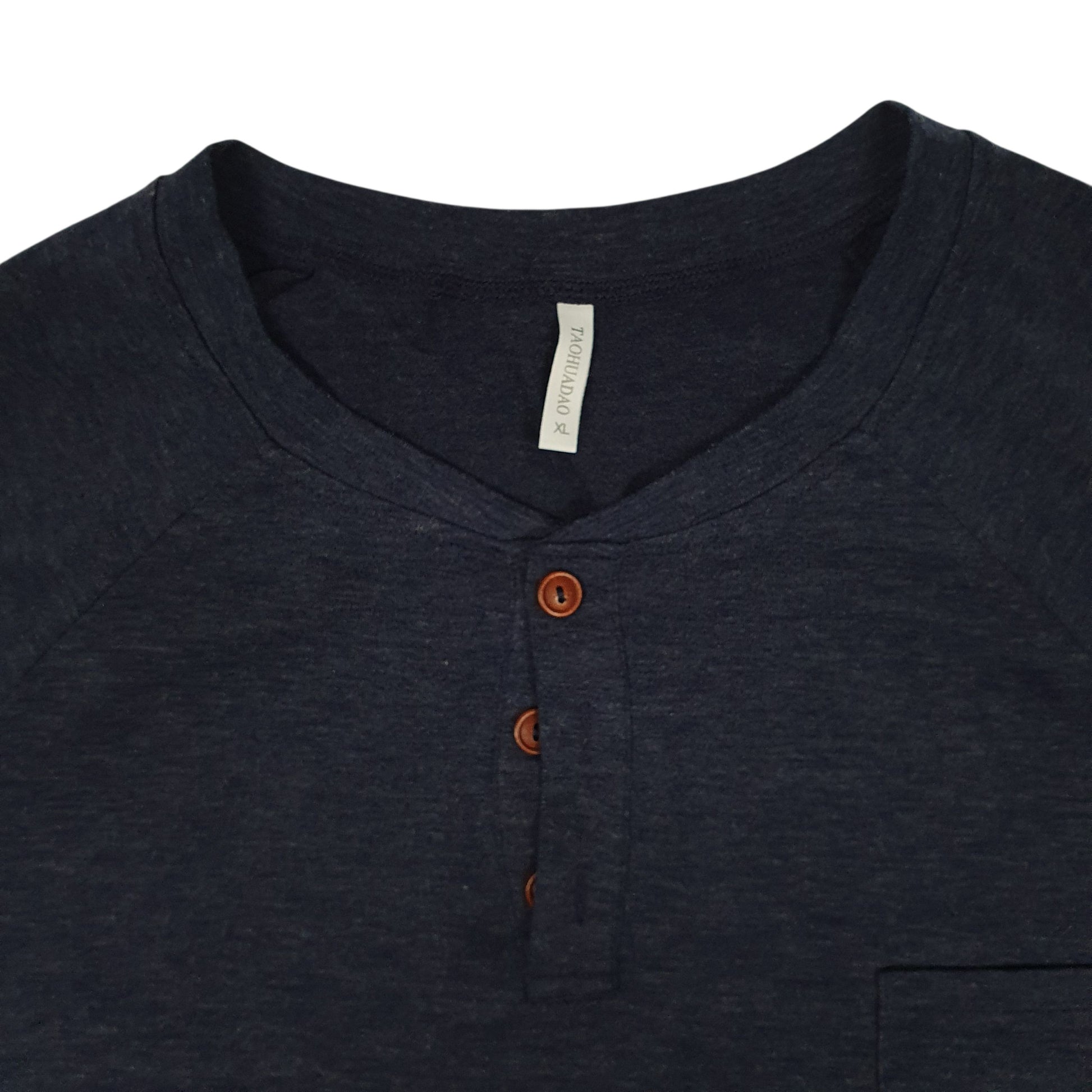 Mens Purple Taohuadao Henley  T Shirt