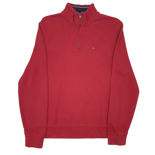 Mens Red Tommy Hilfiger  Quarter Zip Jumper