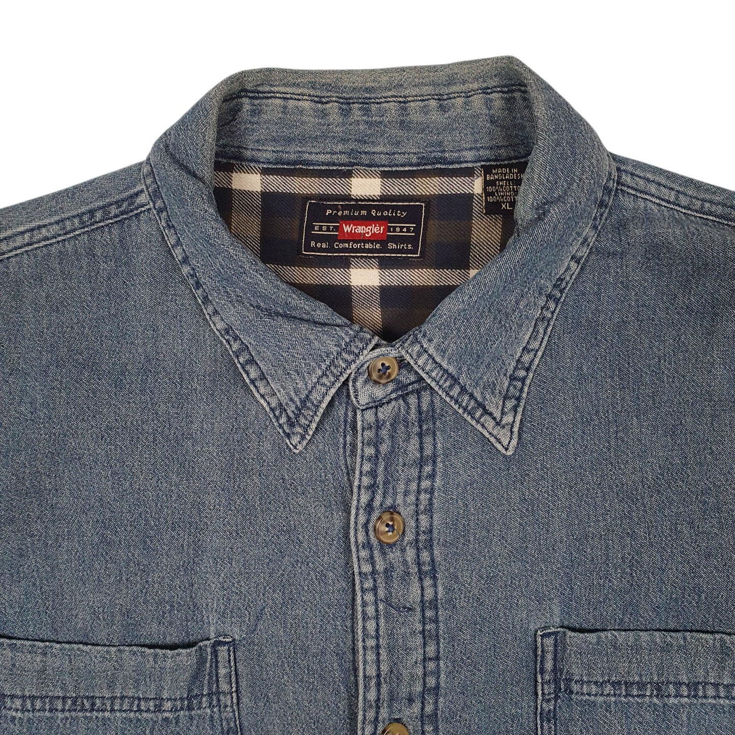 Mens Blue Wrangler Denim Crewneck Coat