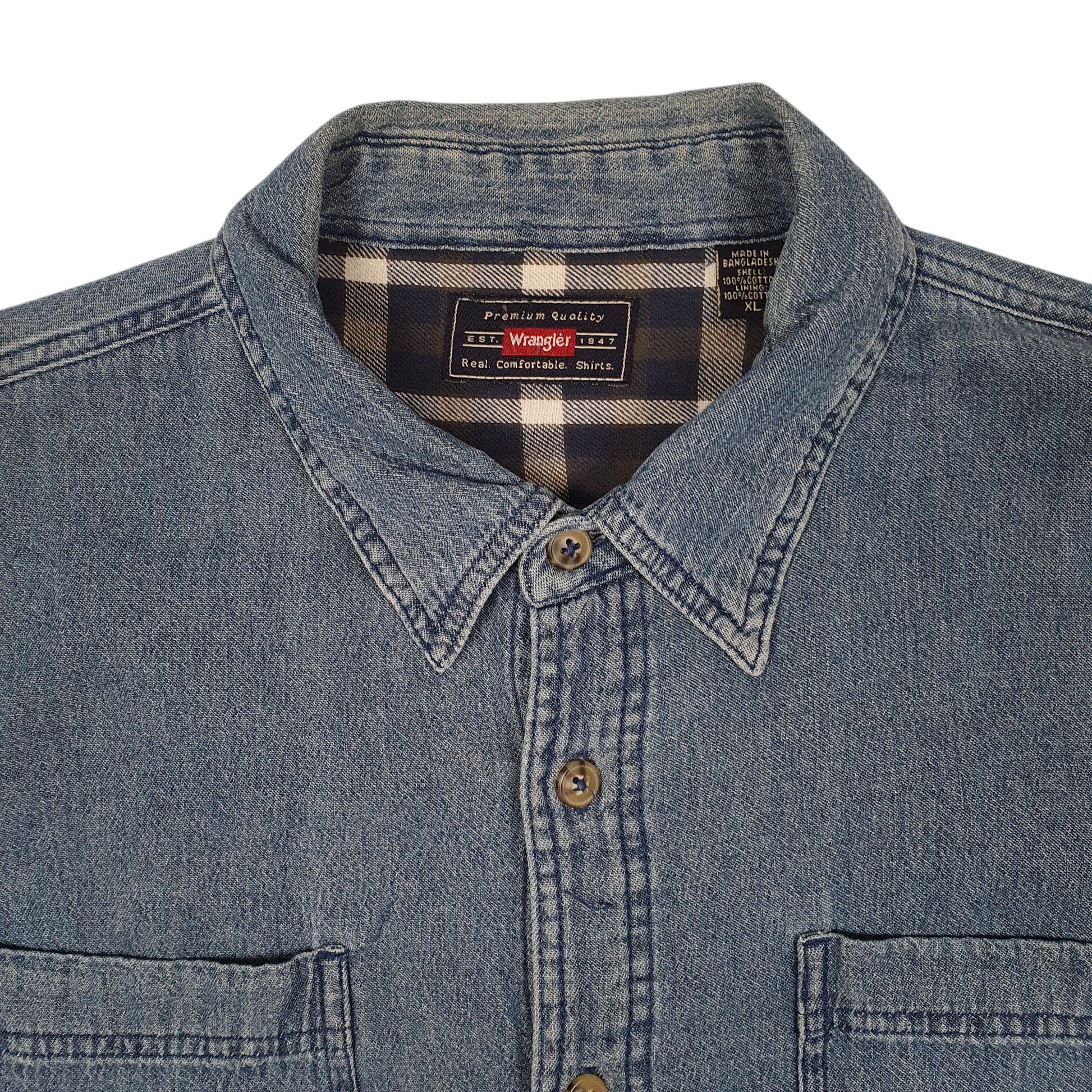 Mens Blue Wrangler Denim Crewneck Coat