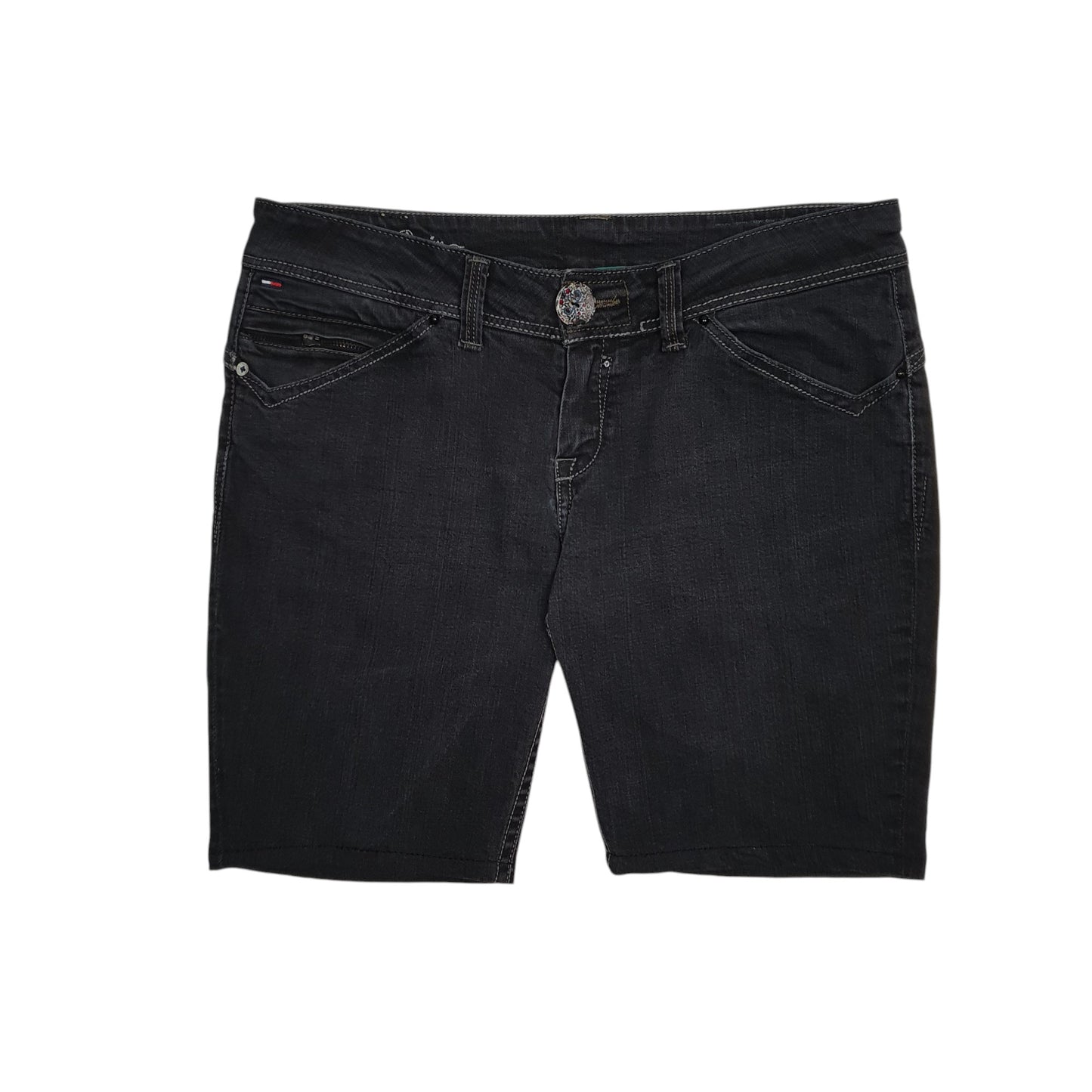 Womens Black Tommy Hilfiger Skinny Denim Shorts