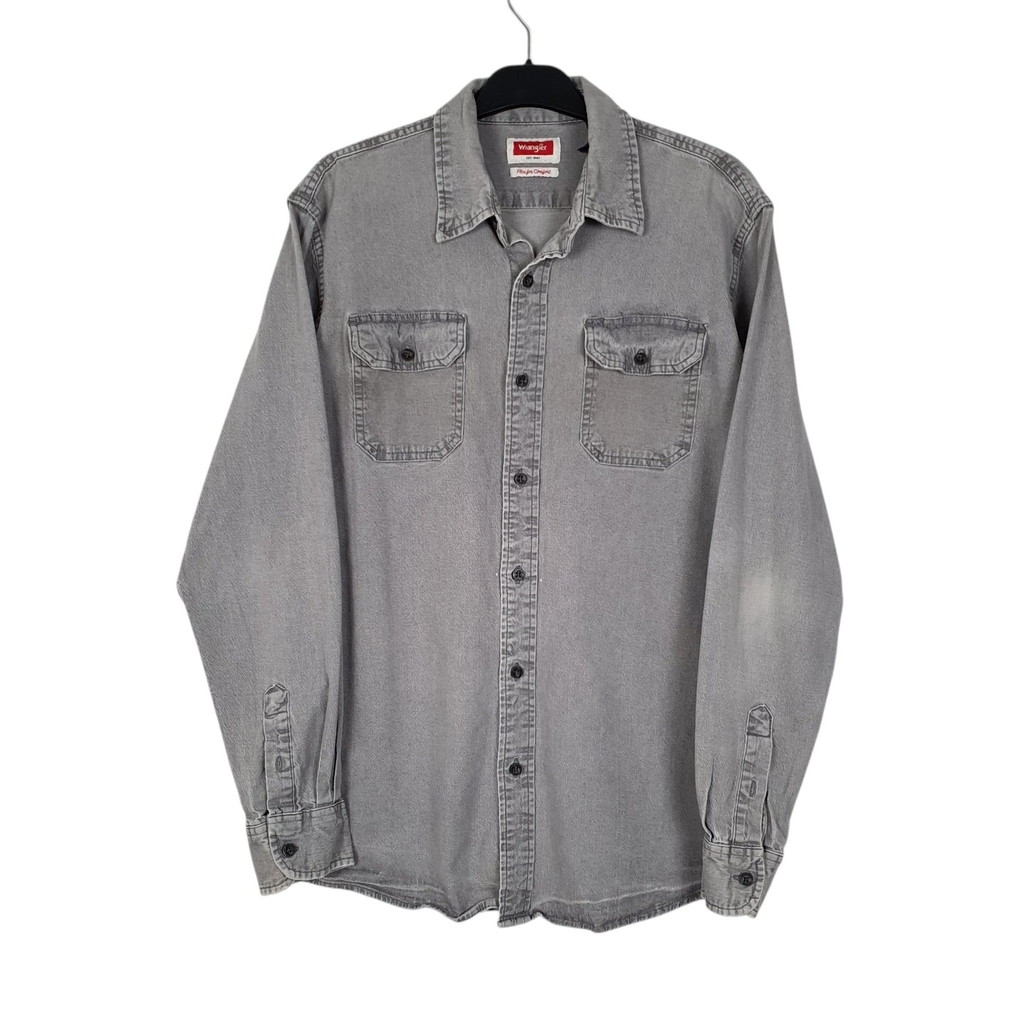 Mens Grey Wrangler  Long Sleeve Shirt
