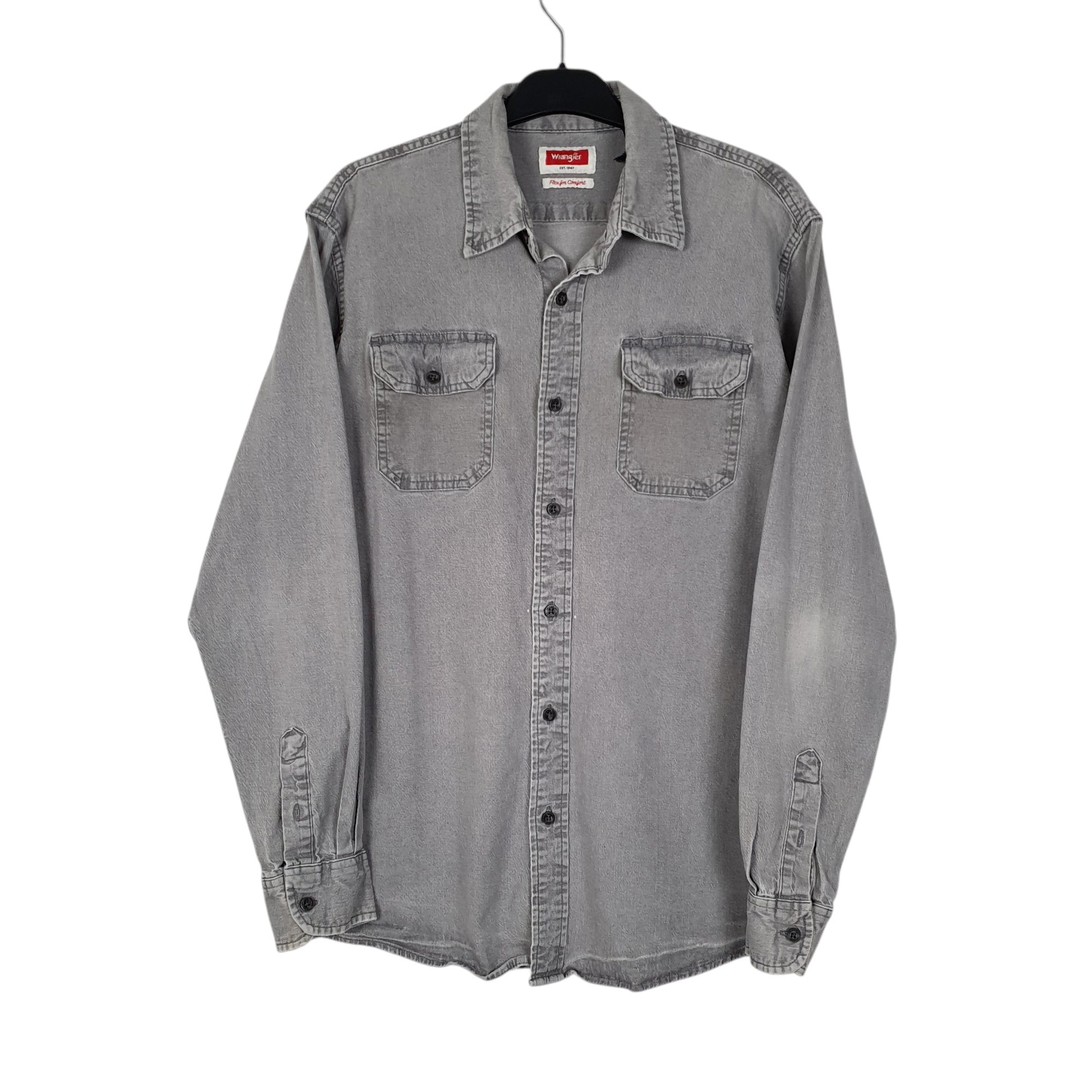 Mens Grey Wrangler  Long Sleeve Shirt