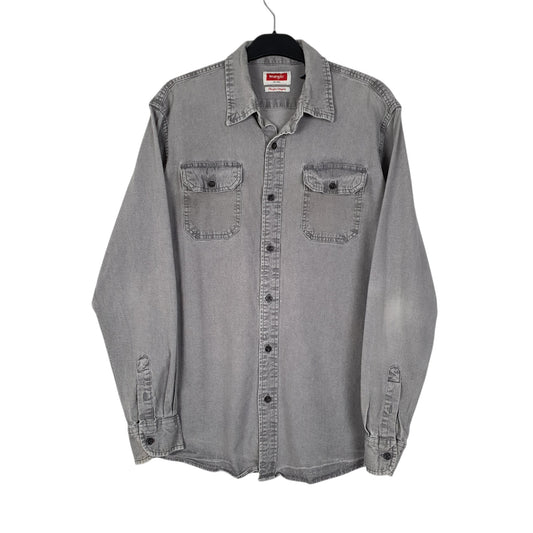Mens Grey Wrangler  Long Sleeve Shirt