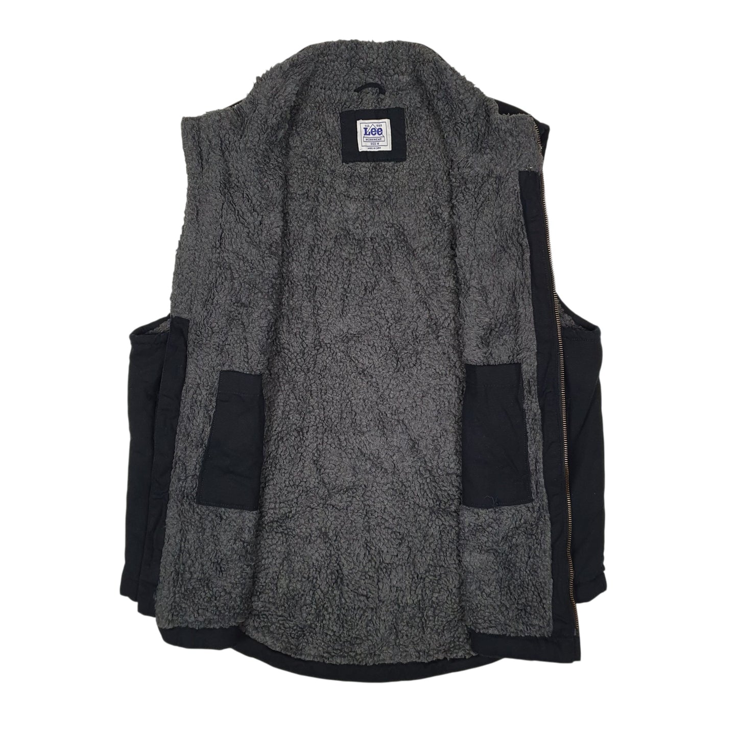 Mens Black Lee Workwear Sherpa Fleece Lined  Coat