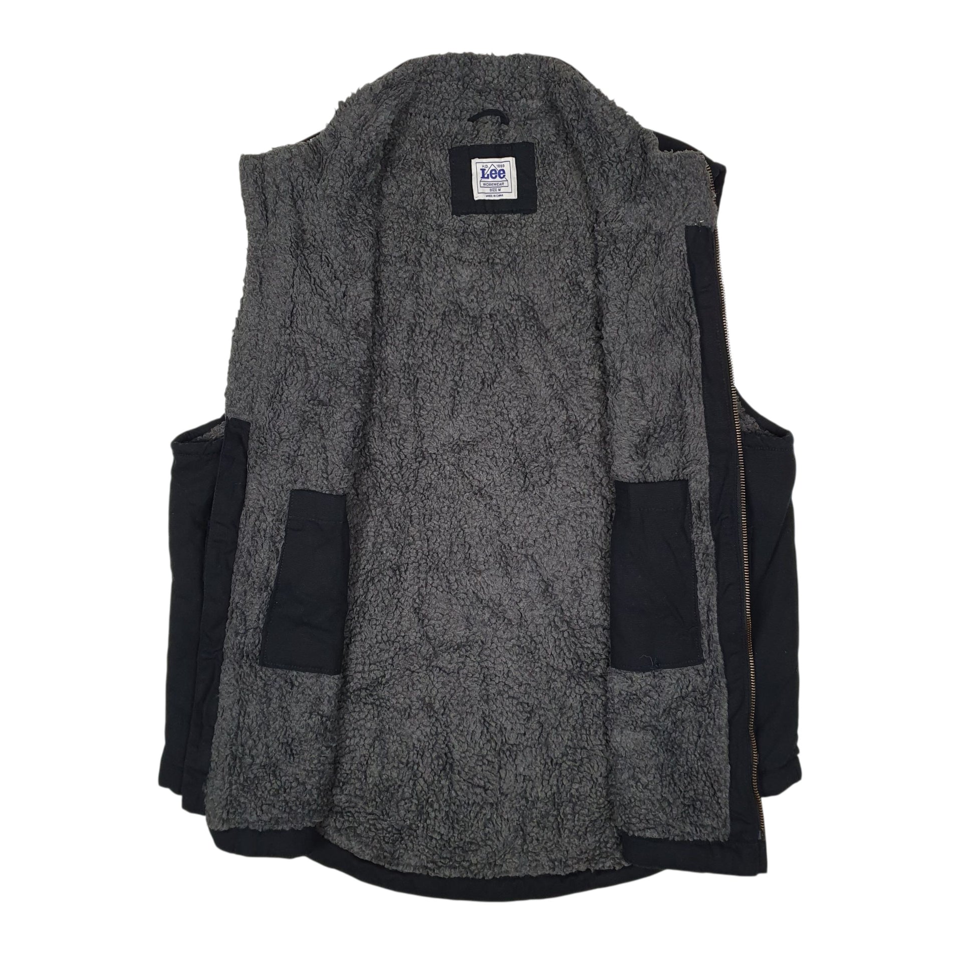 Mens Black Lee Workwear Sherpa Fleece Lined  Coat