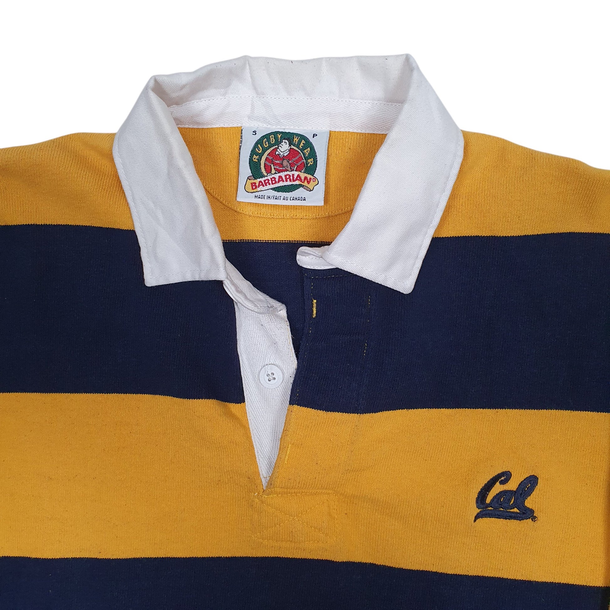Mens Yellow Barbarian Rugby Hoodie Polo Shirt