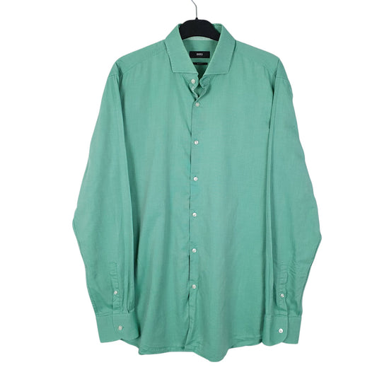 Mens Green Hugo Boss Dress Long Sleeve Shirt
