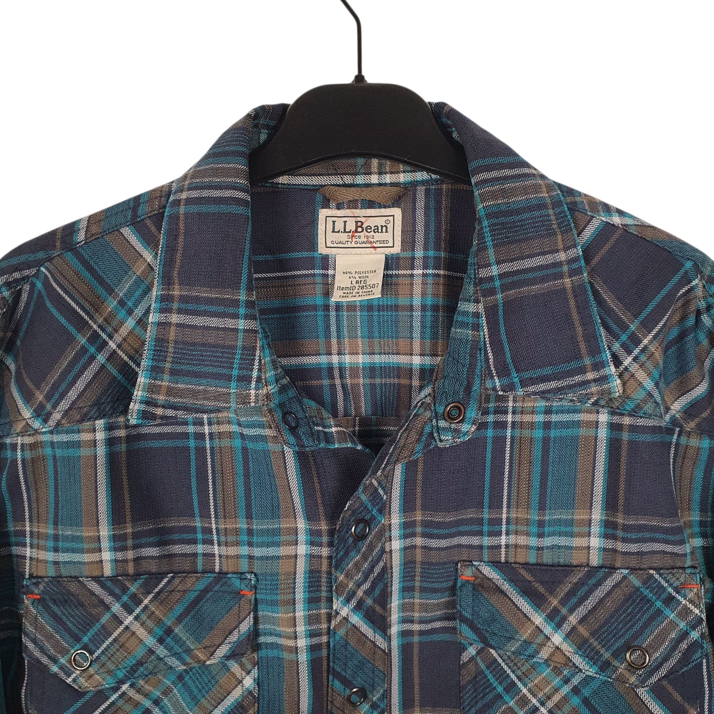 Mens Blue L.L.Bean Thick Plaid  Shirt