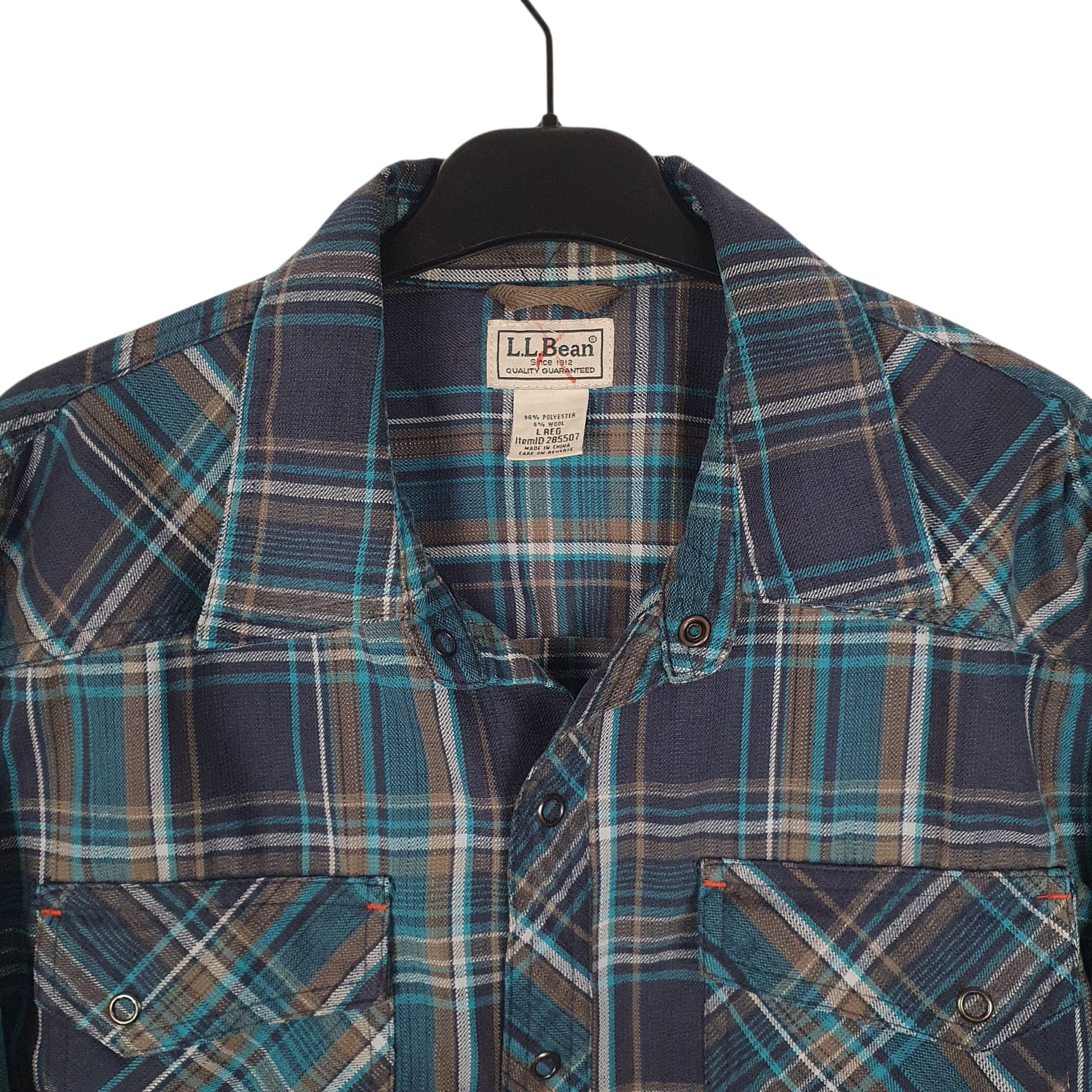 Mens Blue L.L.Bean Thick Plaid  Shirt