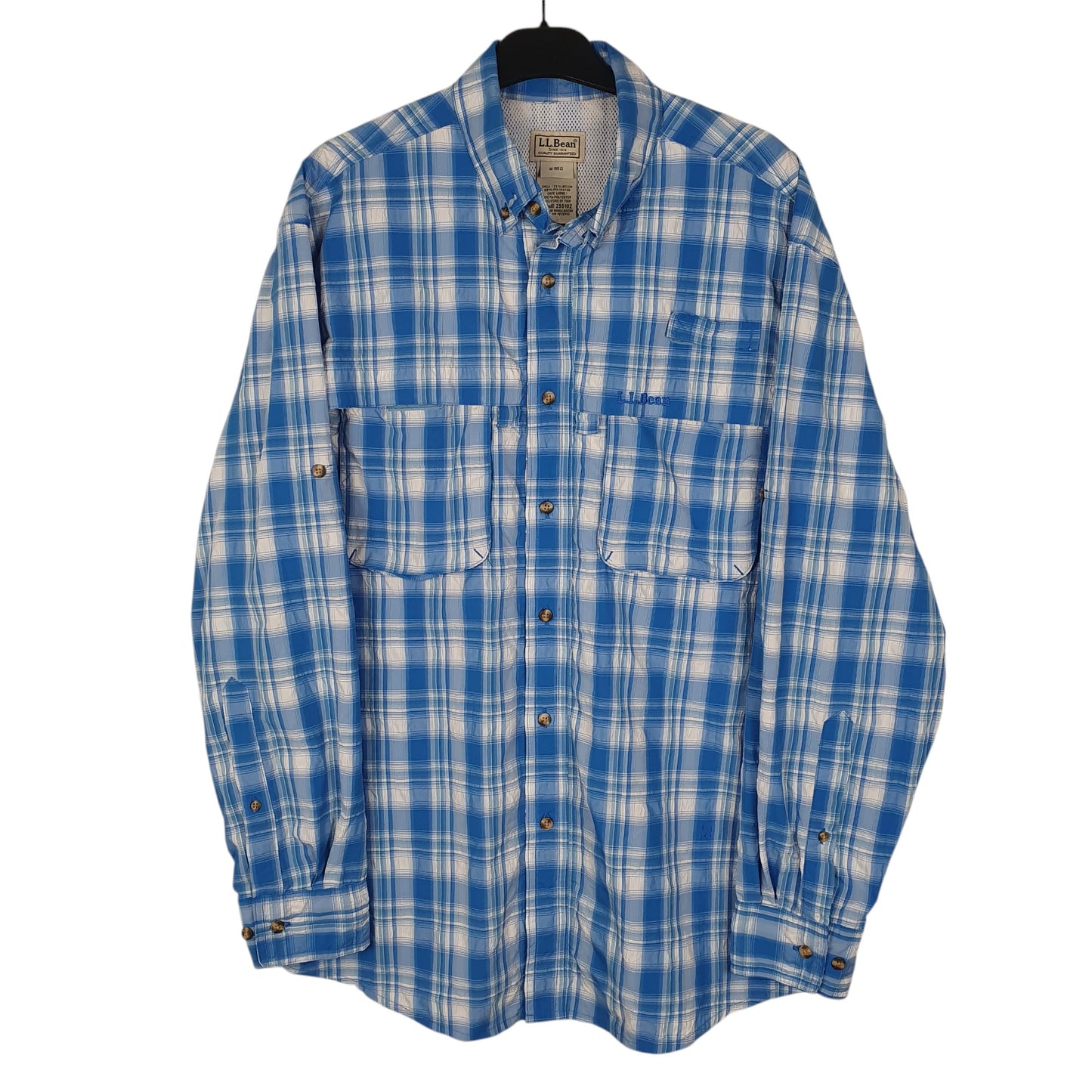 Mens Blue L.L.Bean Walking Hiking Long Sleeve Shirt