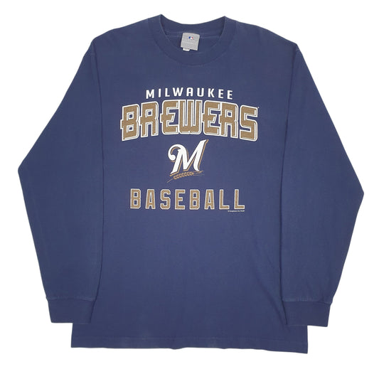 Mens Navy MBA Milwaukee Brewers Long Sleeve T Shirt