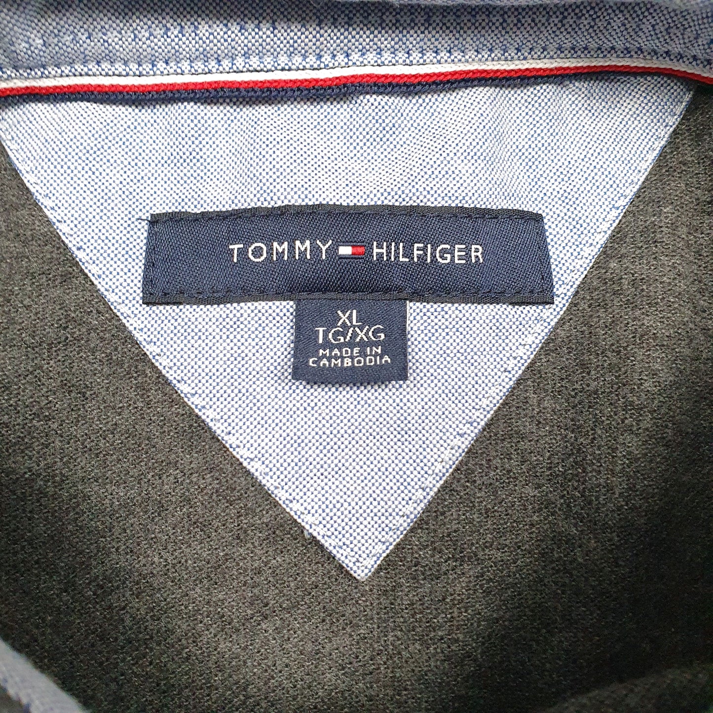 Mens Grey Tommy Hilfiger  Hoodie Polo Shirt
