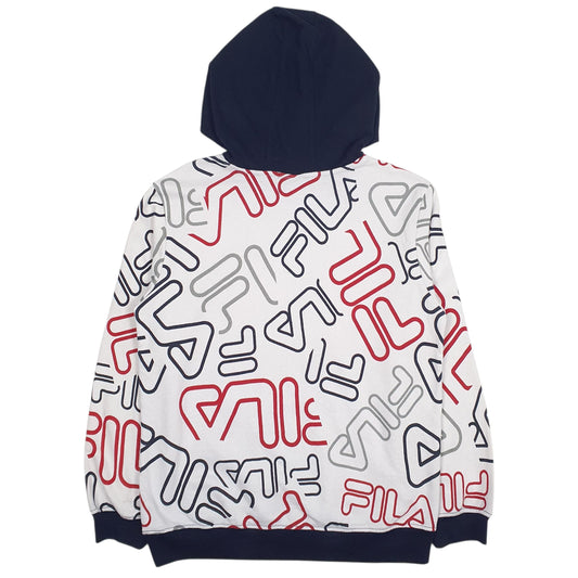 Mens White Fila  Hoodie Jumper