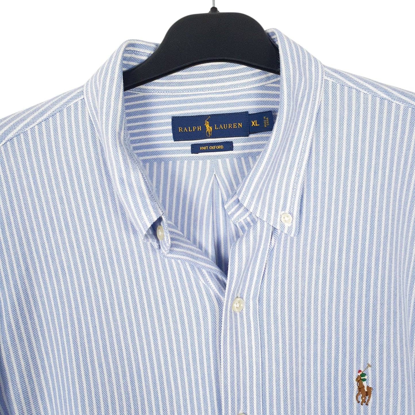 Mens Blue Ralph Lauren Knit Oxford  Shirt