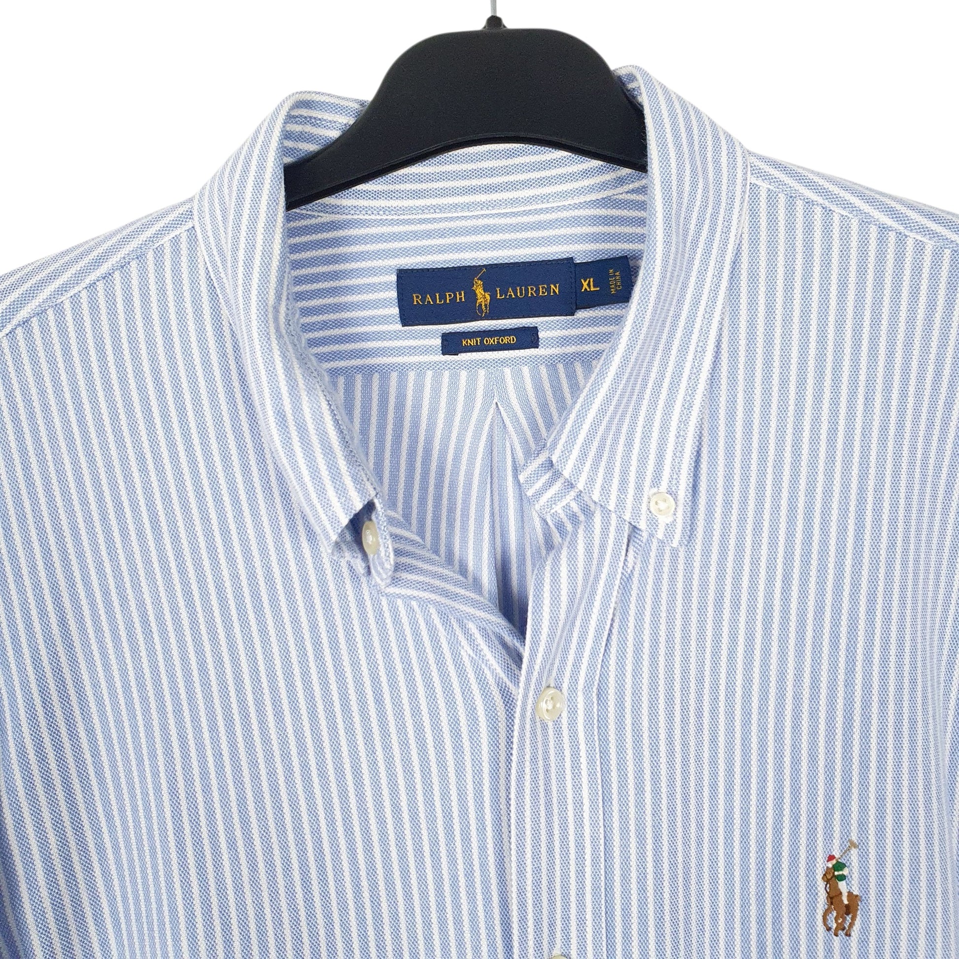 Mens Blue Ralph Lauren Knit Oxford  Shirt