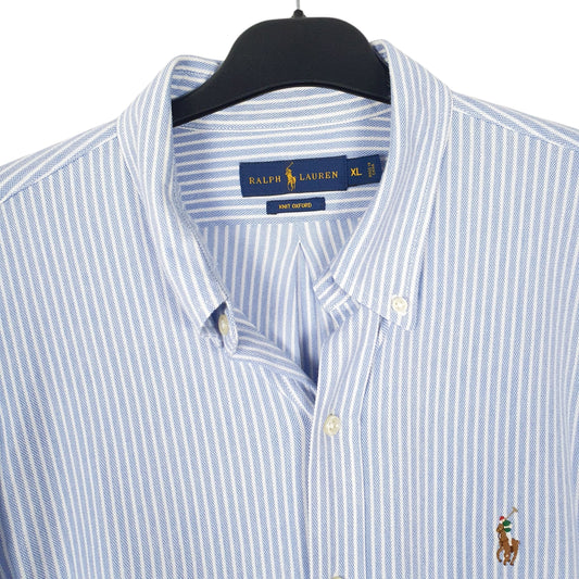 Mens Blue Ralph Lauren Knit Oxford  Shirt