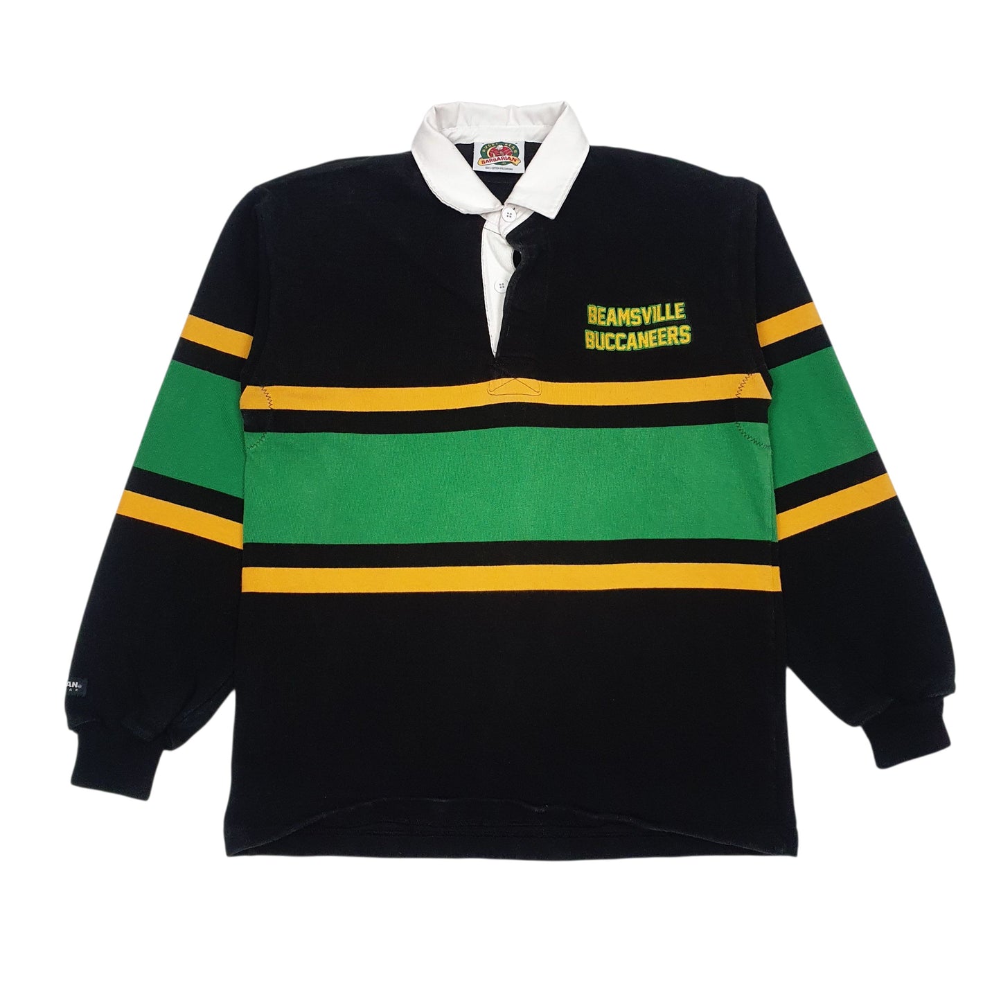 Mens Black Barbarian Rugby Beamsville Buccaneers Long Sleeve Polo Shirt