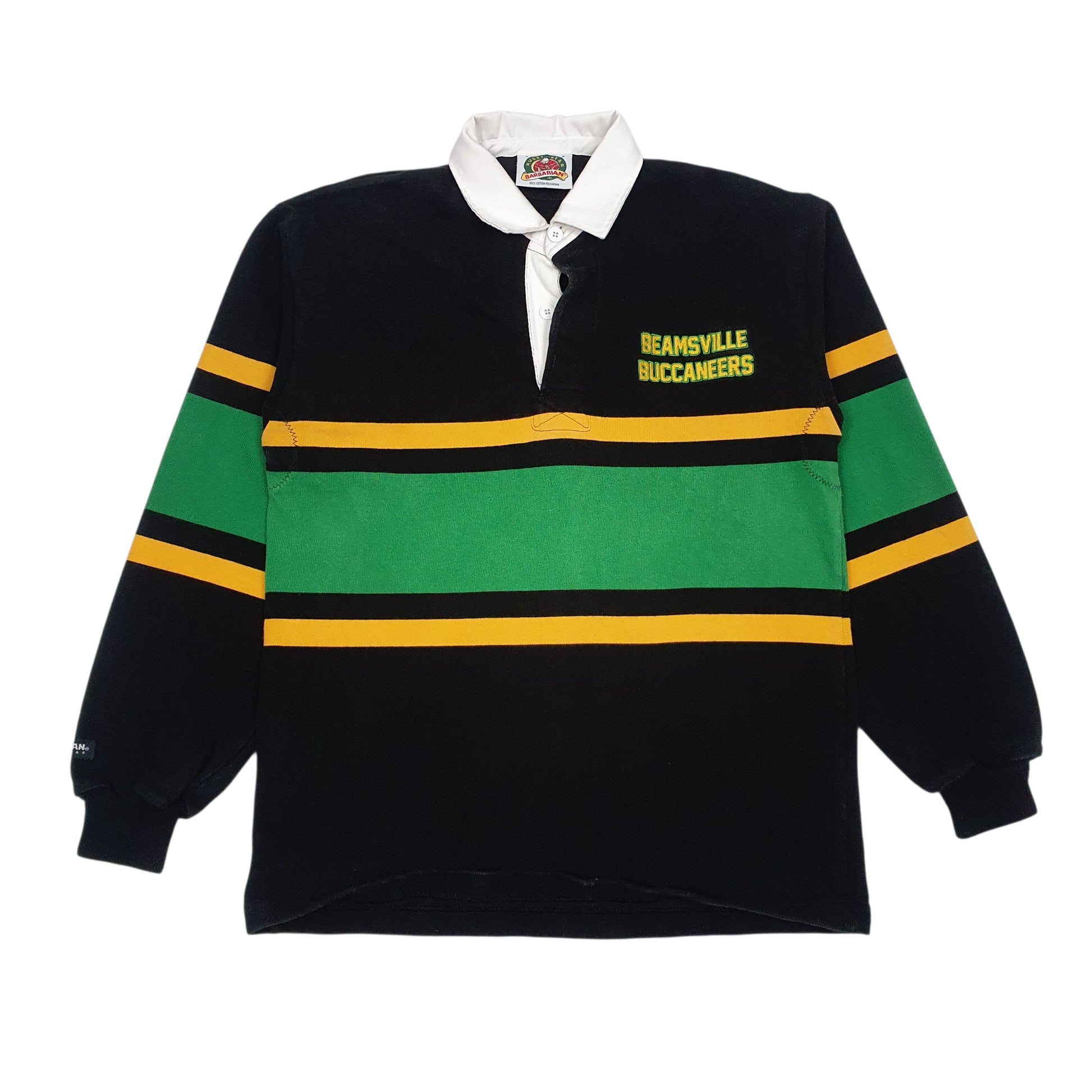 Mens Black Barbarian Rugby Beamsville Buccaneers Long Sleeve Polo Shirt