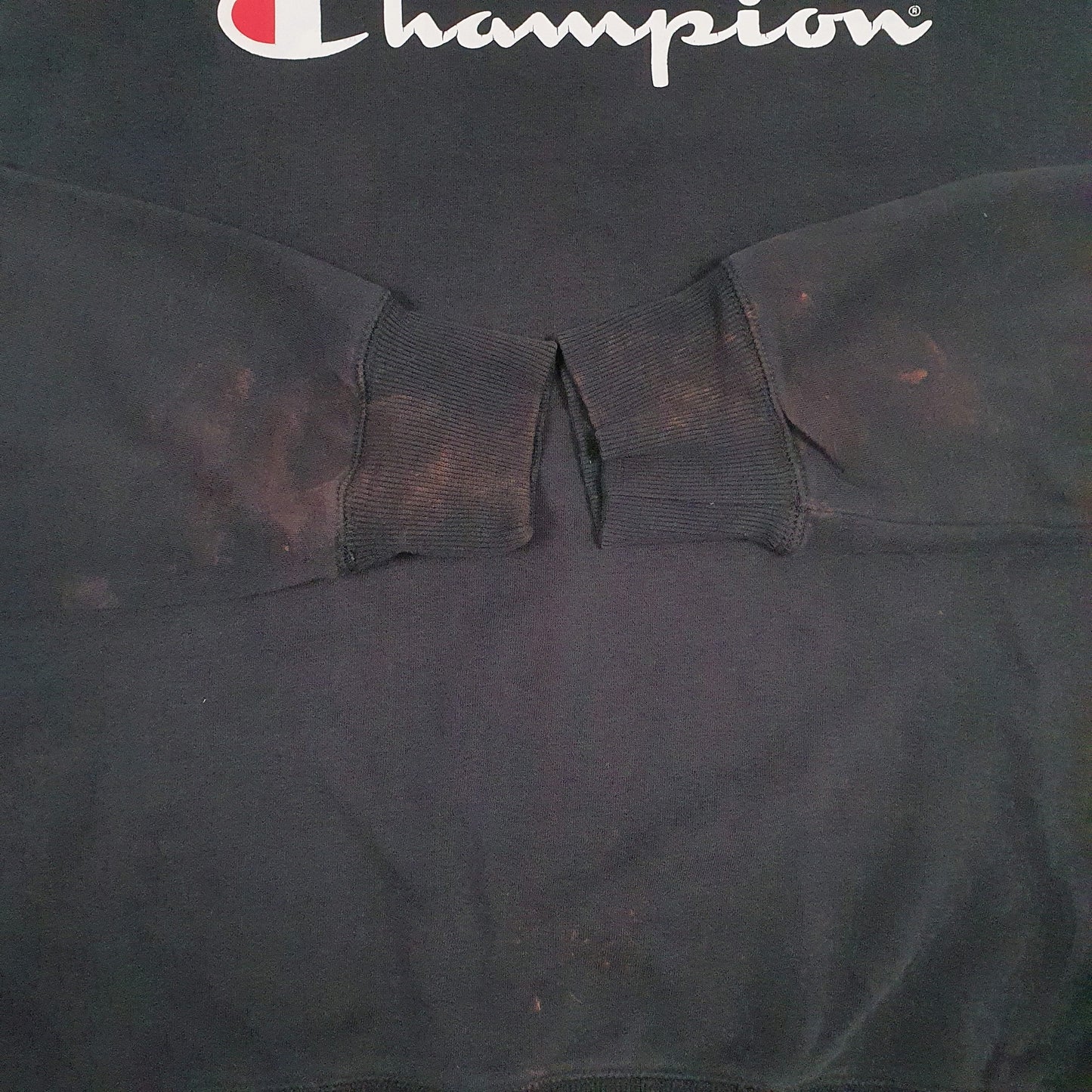Mens Black Champion Spellout Crewneck Jumper