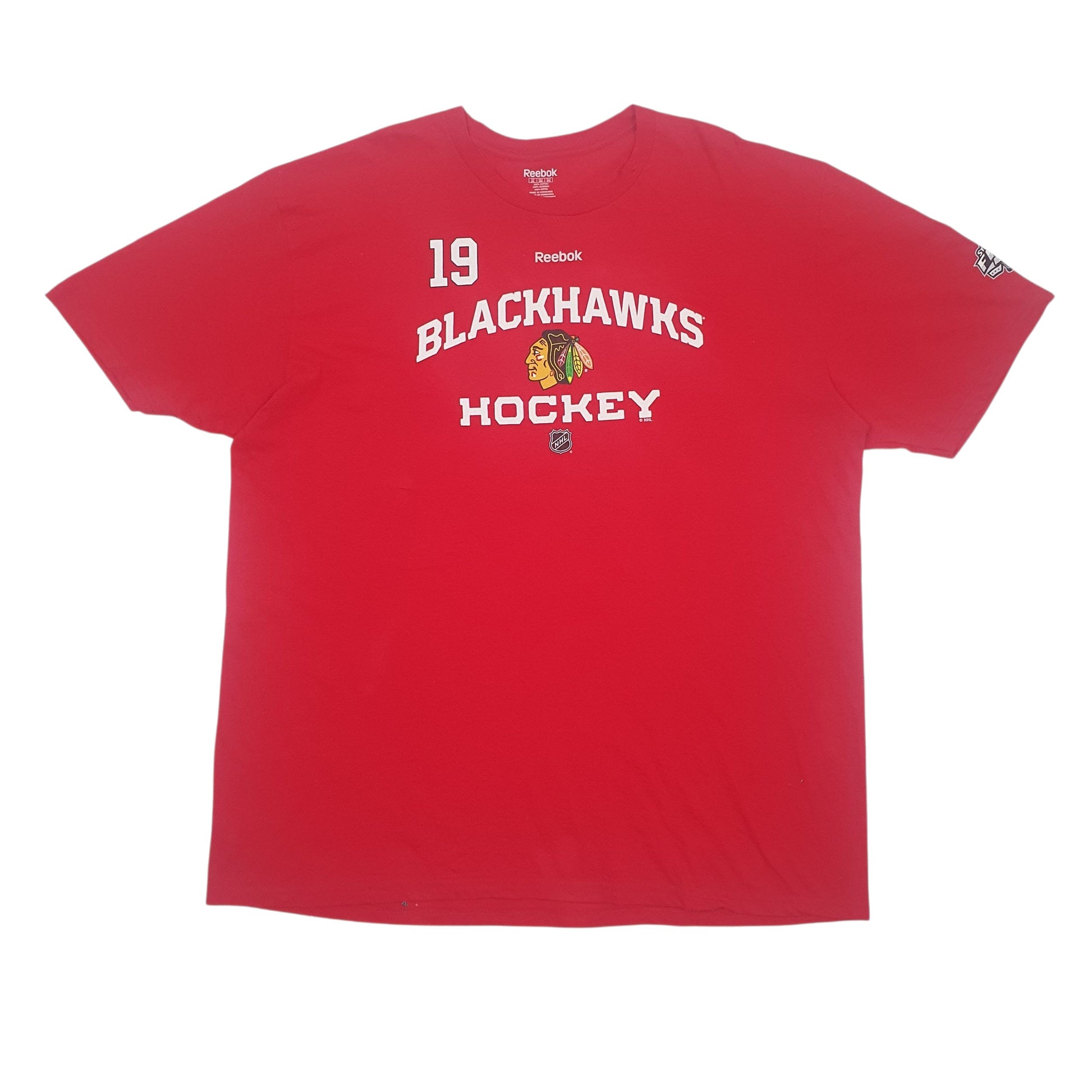 Mens Red Reebok NHL Blackhawks Hockey Short Sleeve T Shirt