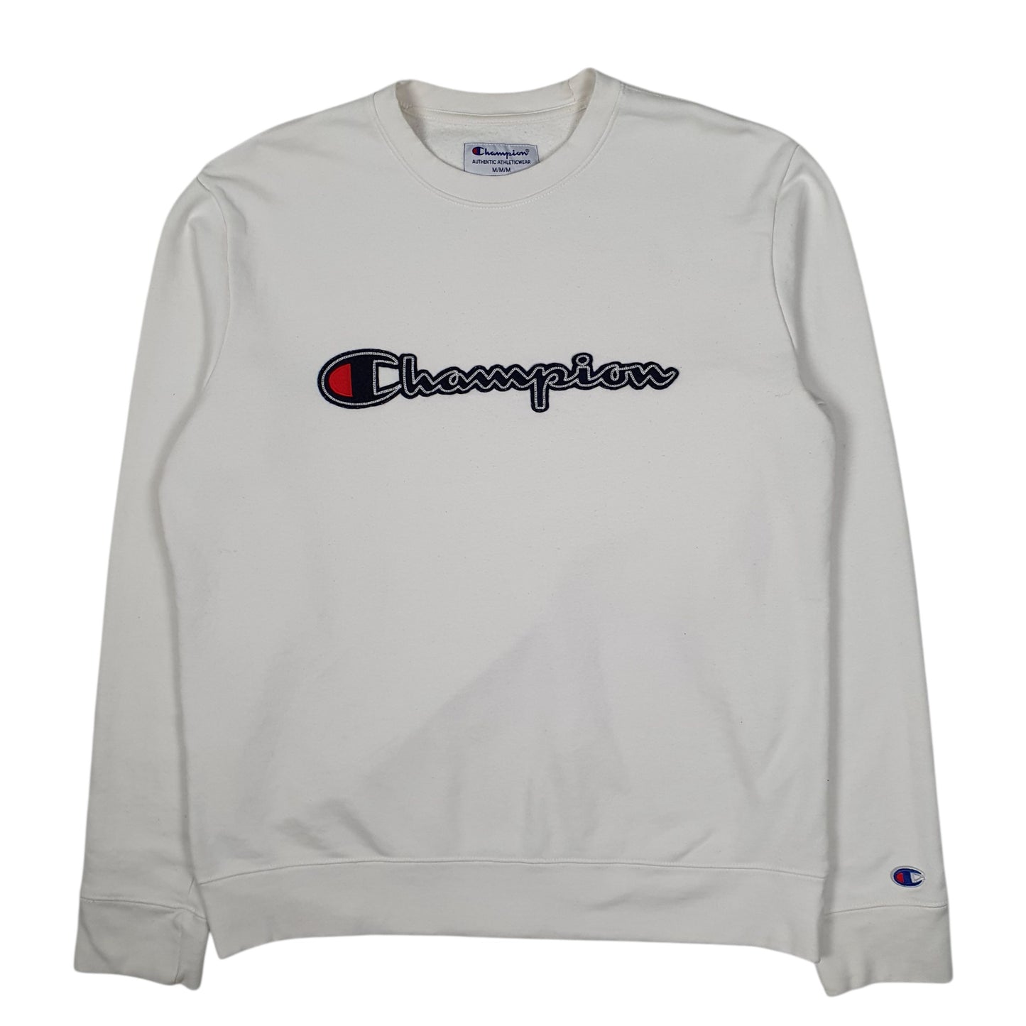 Mens White Champion  Crewneck Jumper