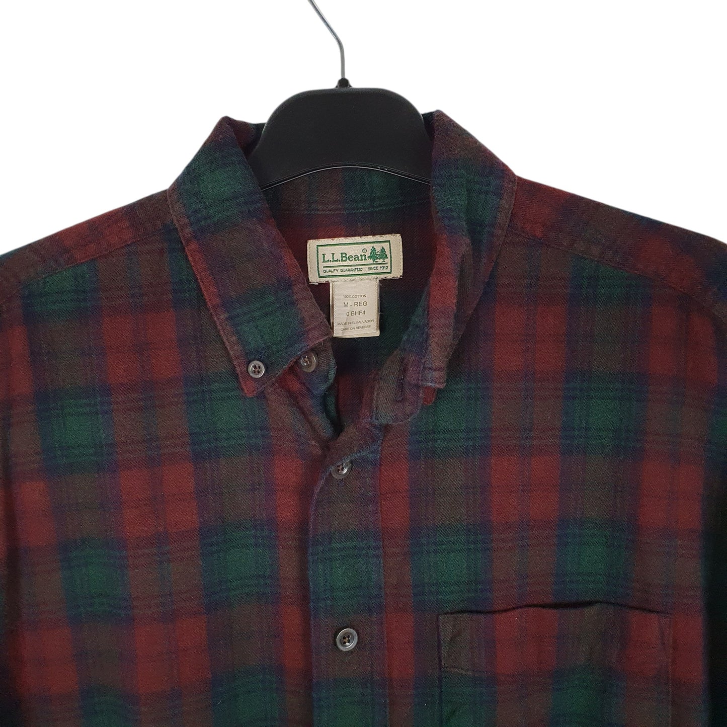 Mens Burgundy L.L.Bean Thick Flannel Plaid  Shirt