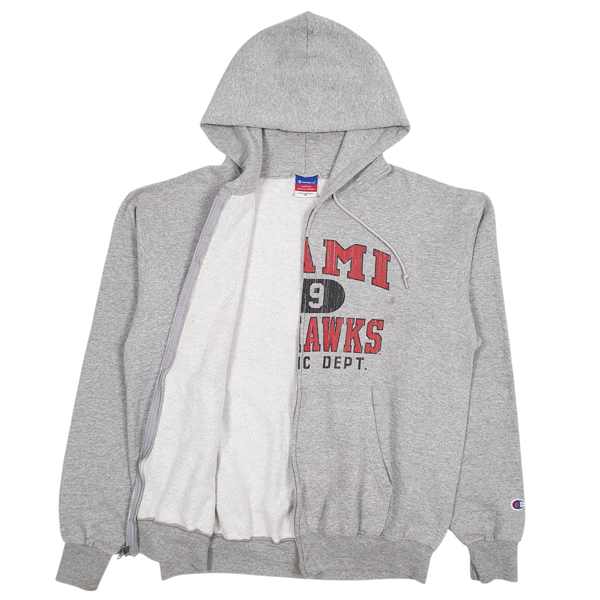 Mens Grey Champion Miami Redhawks Full Zip Jumper