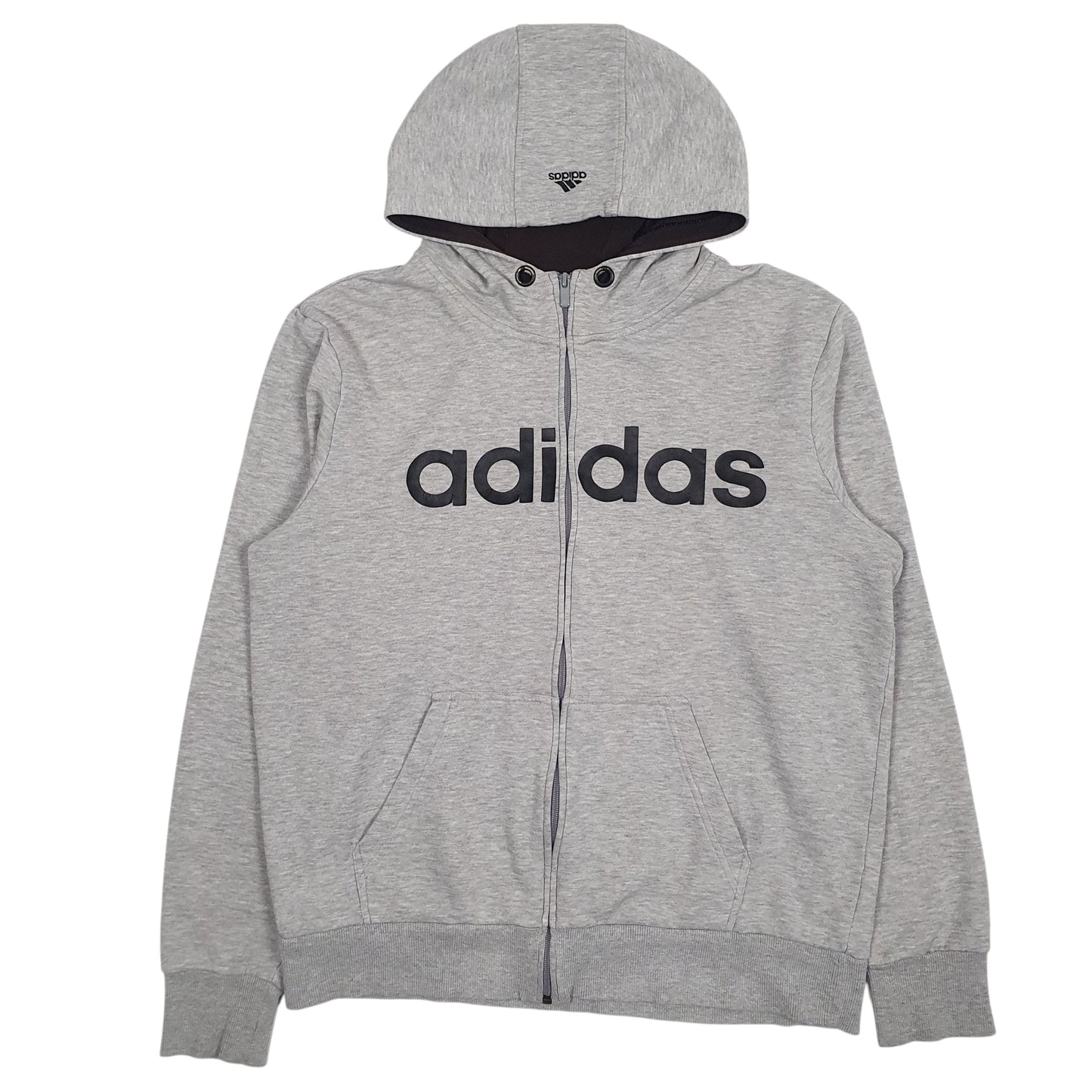 Mens Grey Adidas Climalite Spellout Full Zip Jumper