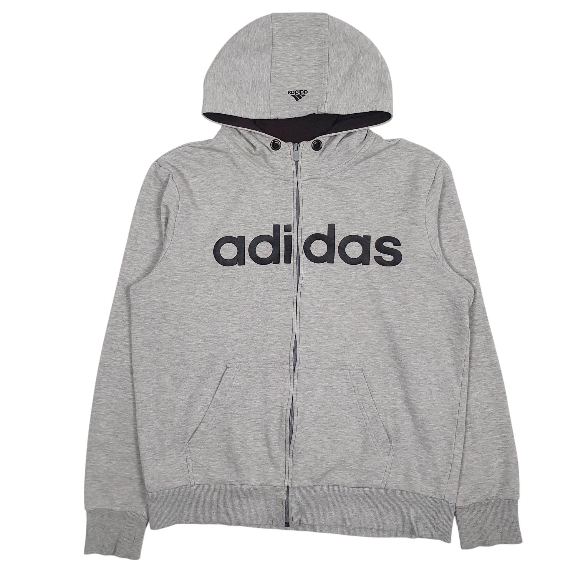 Mens Grey Adidas Climalite Spellout Full Zip Jumper