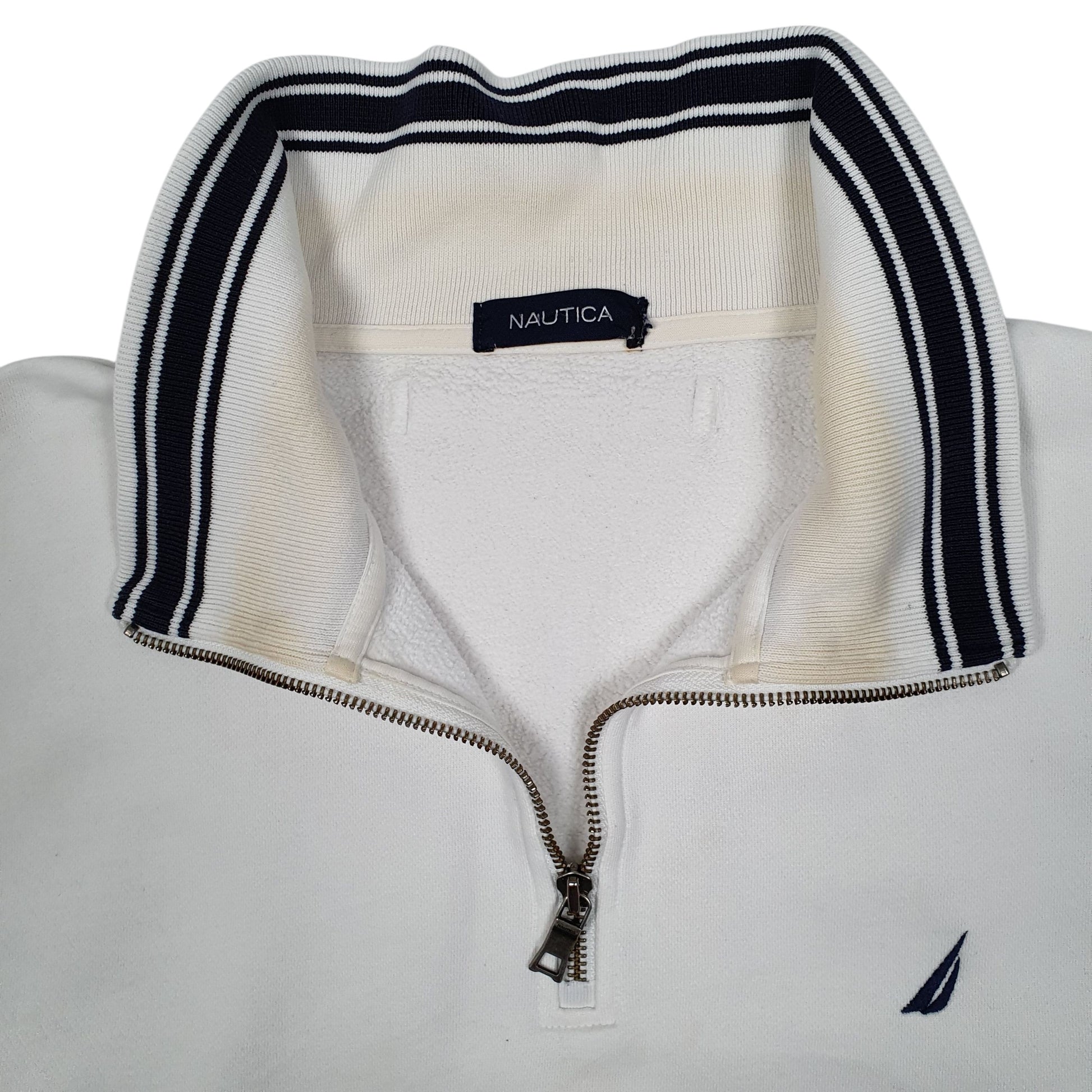 Mens White Nautica  Quarter Zip Jumper