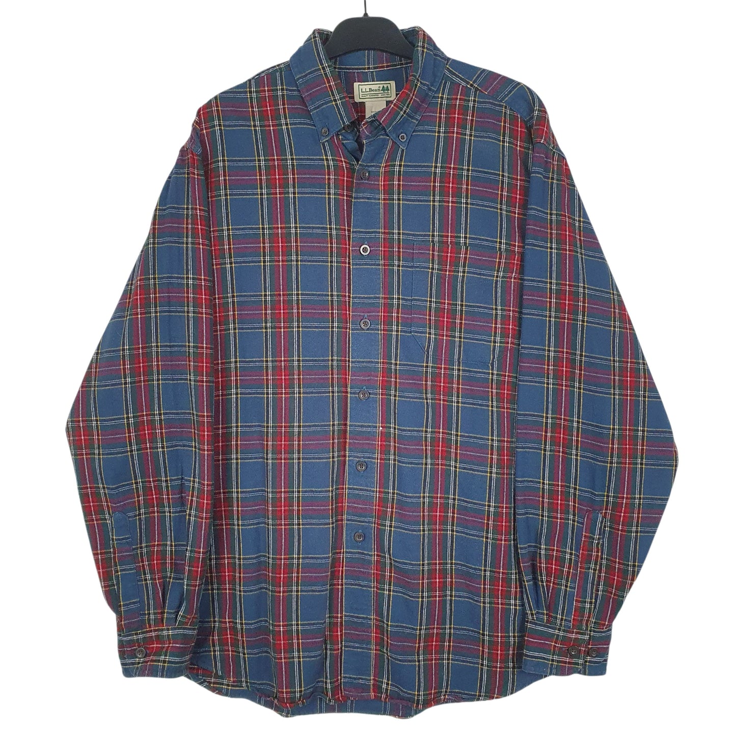 Mens Blue L.L.Bean Flannel Long Sleeve Shirt