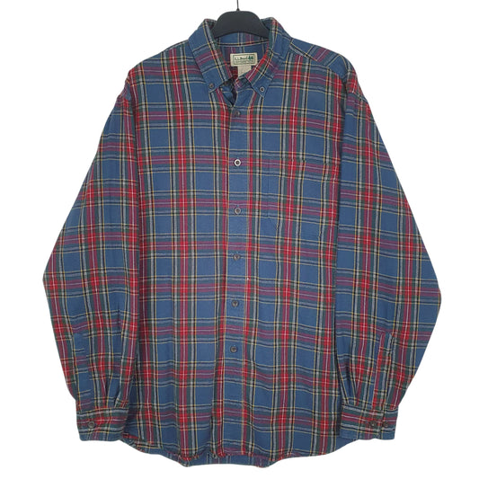 Mens Blue L.L.Bean Flannel Long Sleeve Shirt