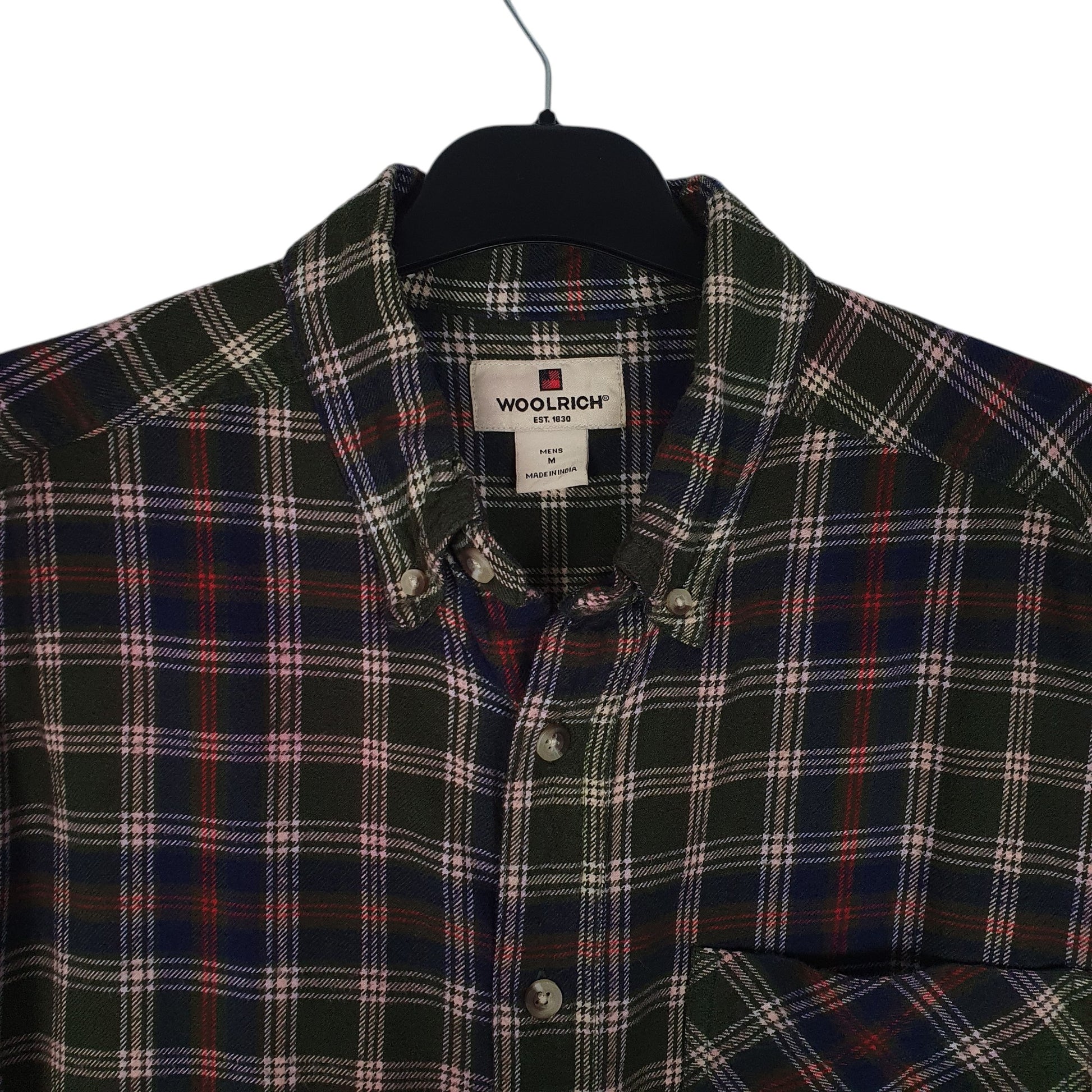 Mens Green Woolrich Thick Flannel Plaid  Shirt